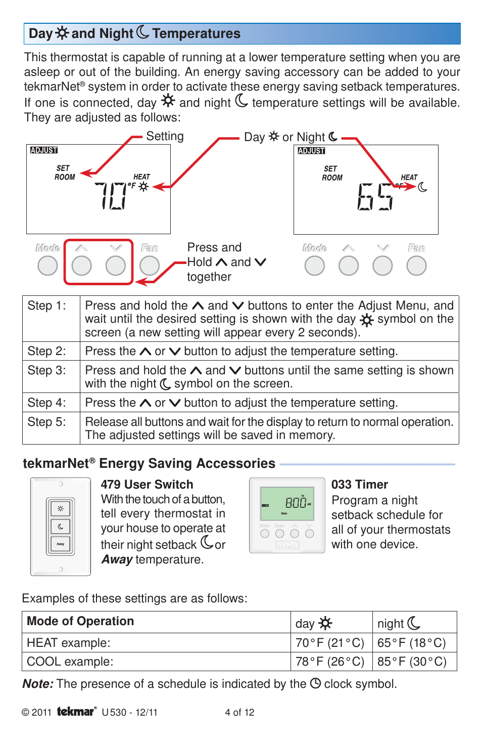 tekmar 530 Thermostat User Manuals User Manual | Page 4 / 12