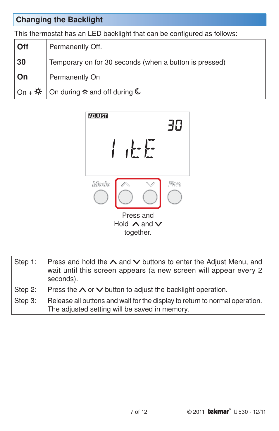 tekmar 530 Thermostat User Manuals User Manual | Page 7 / 12