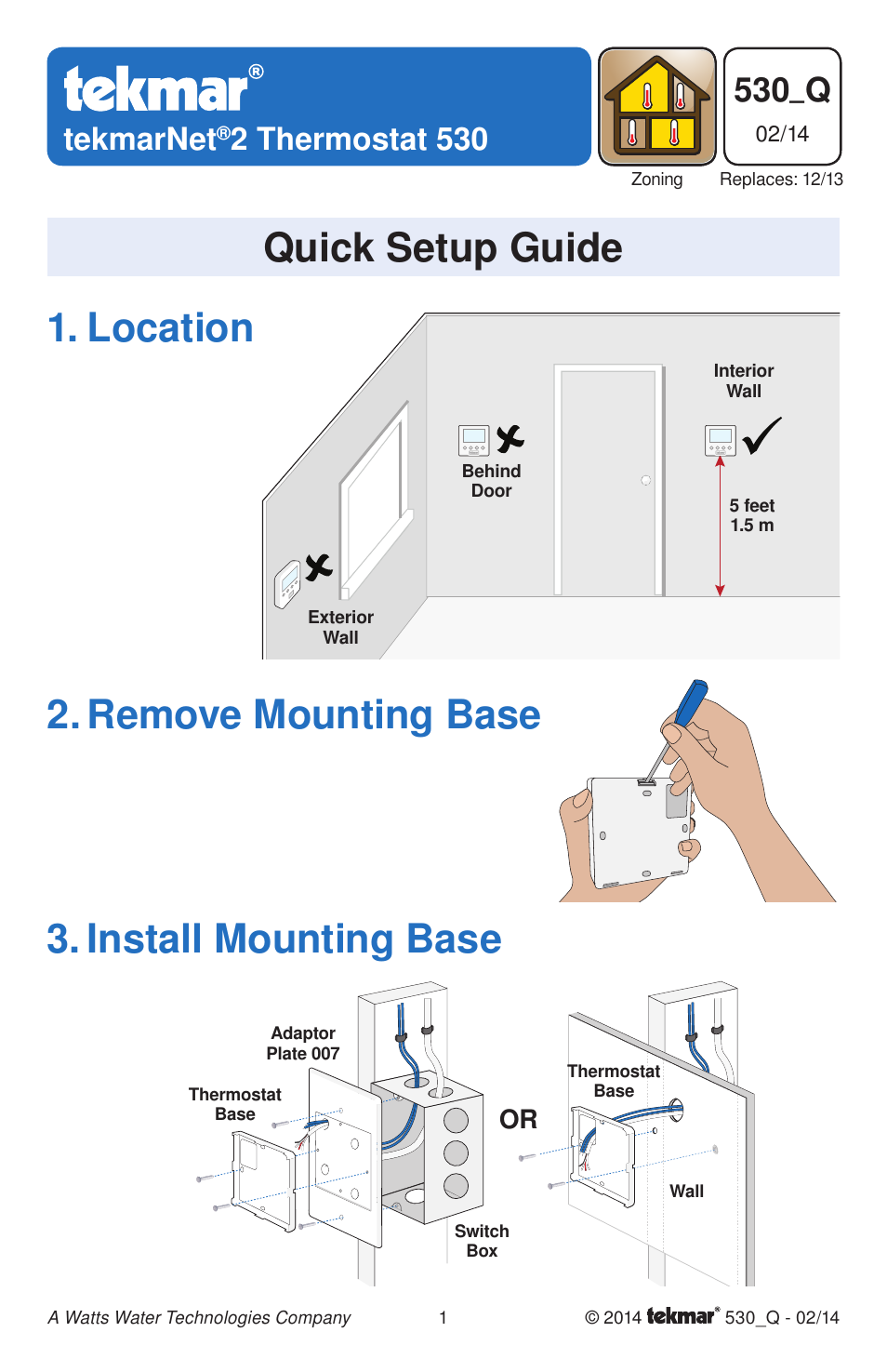 tekmar 530 Thermostat Quick Start User Manual | 12 pages