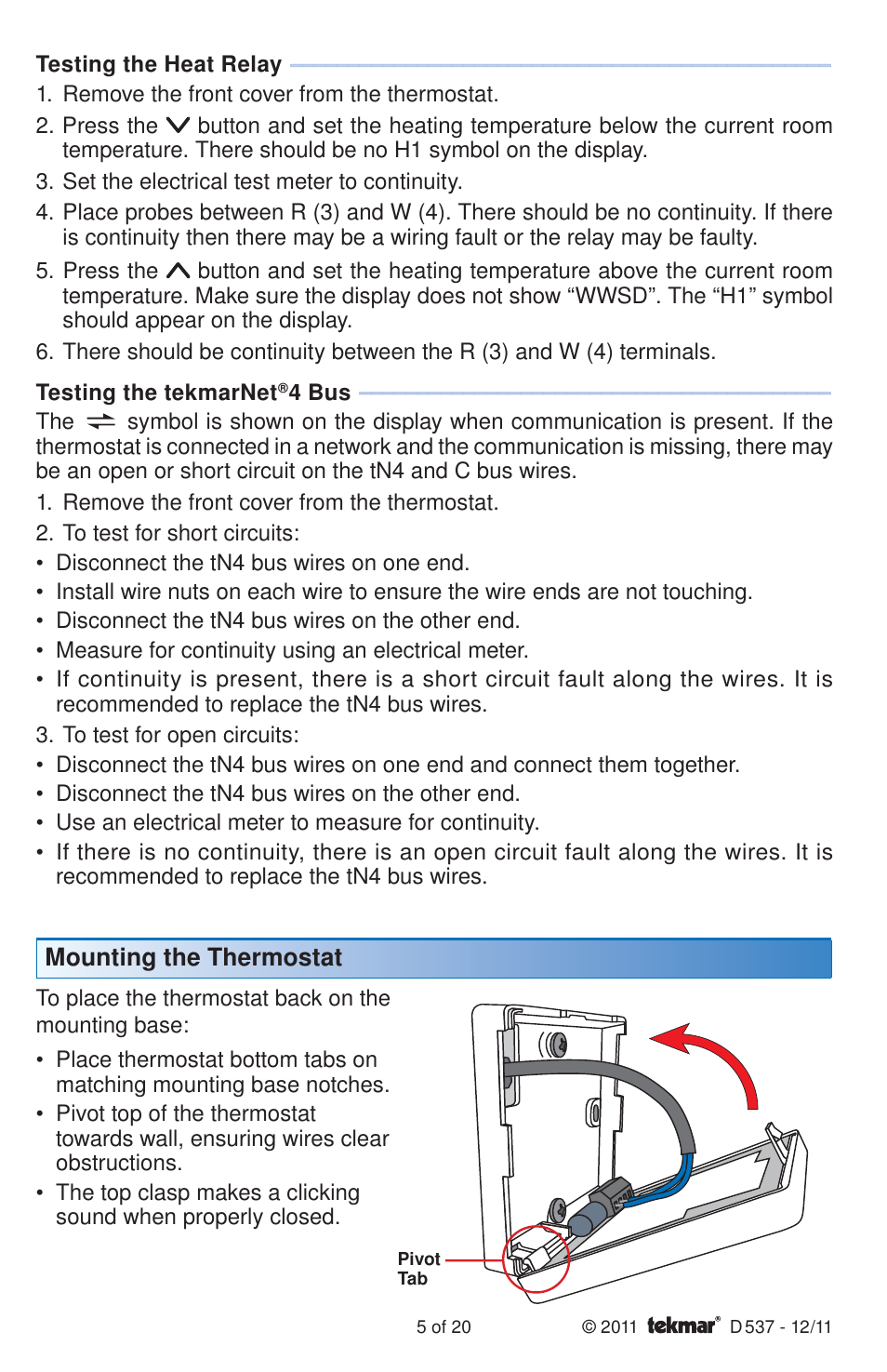 tekmar 537 Thermostat Installation User Manual | Page 5 / 20