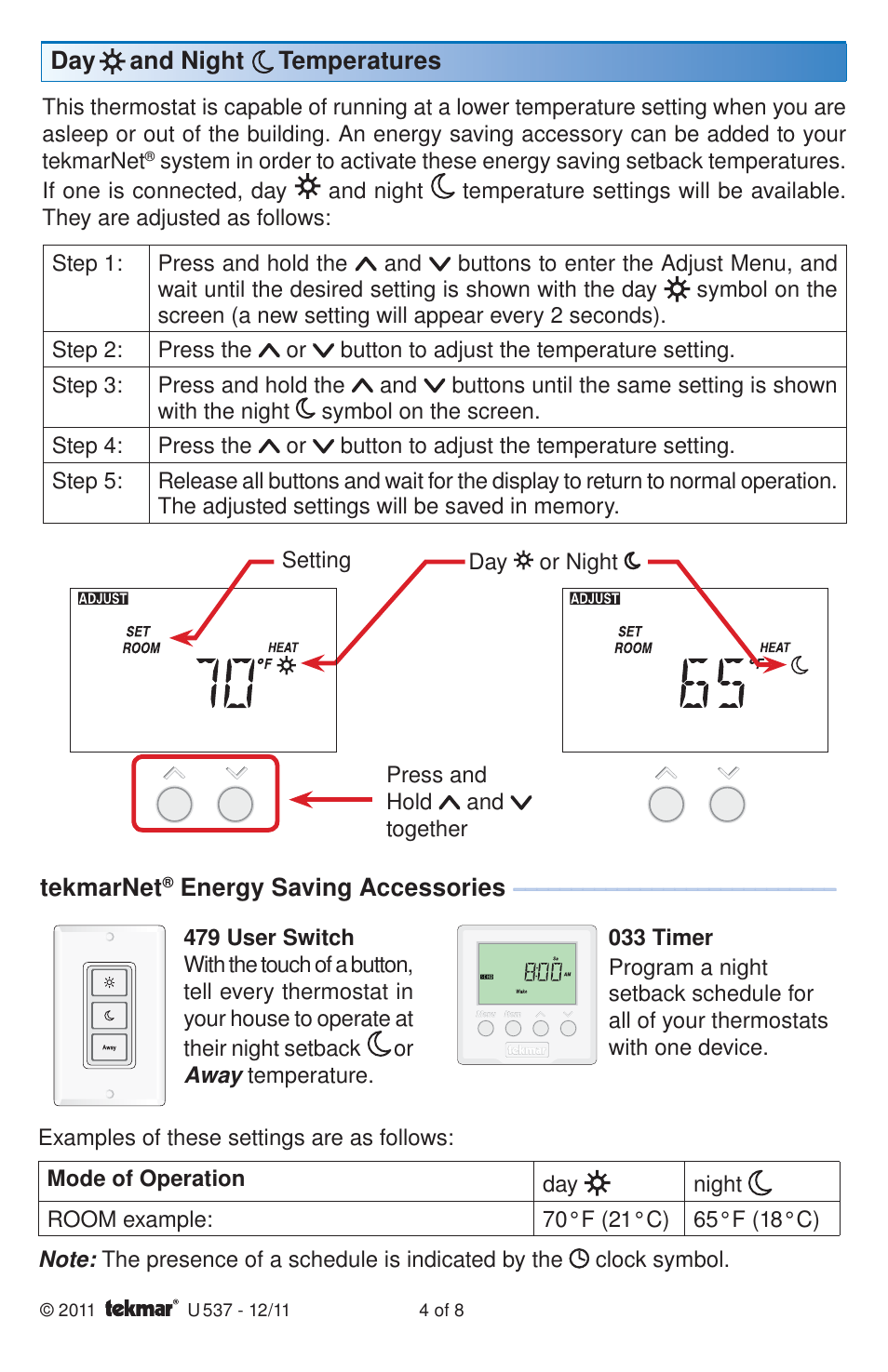 tekmar 537 Thermostat User Manuals User Manual | Page 4 / 8