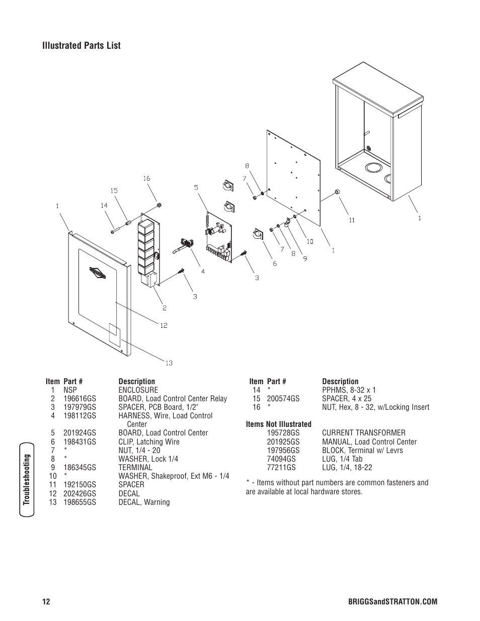 Illustrated parts list, Garantia, Garantie | Briggs & Stratton 71013 User Manual | Page 14 / 44