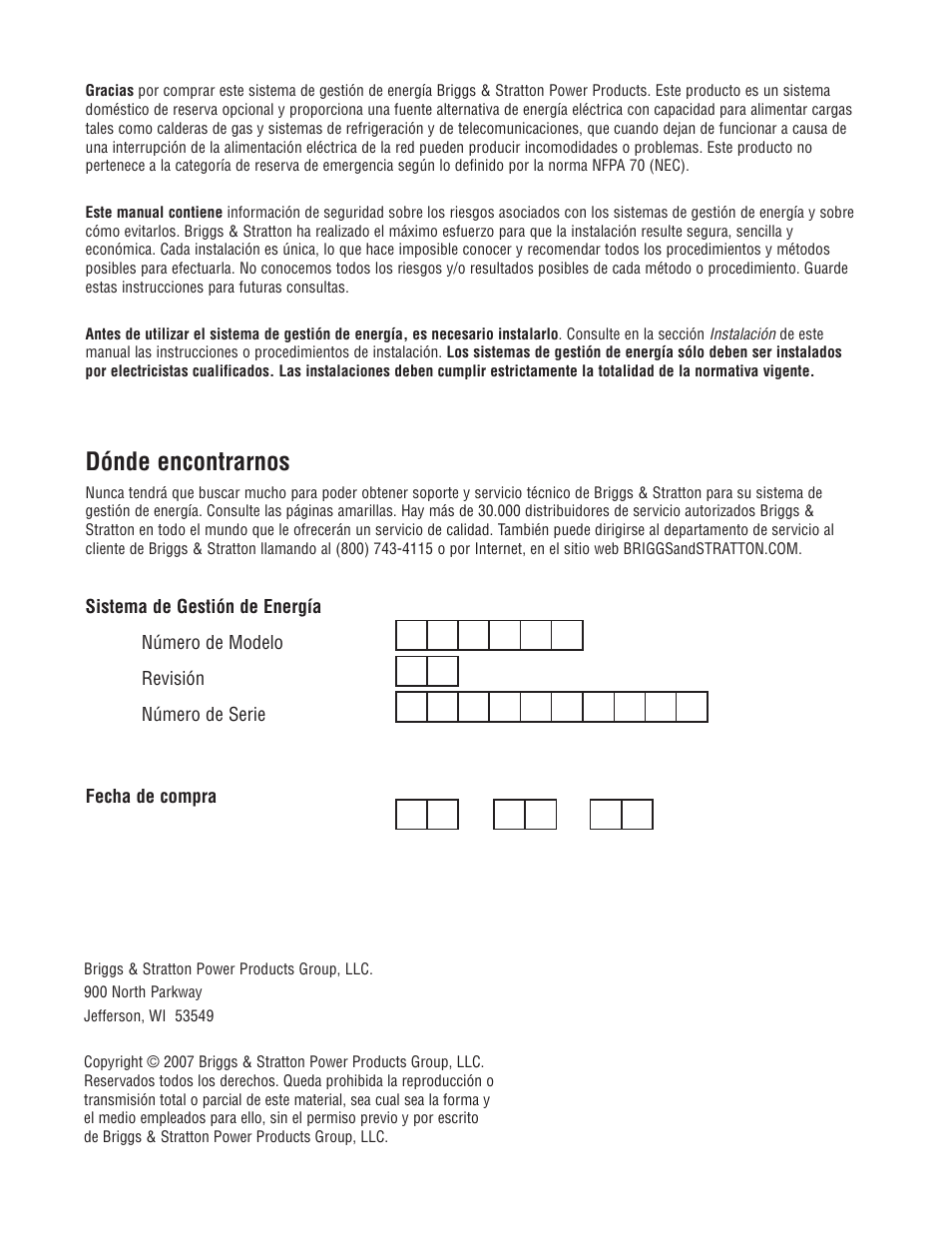 Dónde encontrarnos | Briggs & Stratton 71013 User Manual | Page 18 / 44