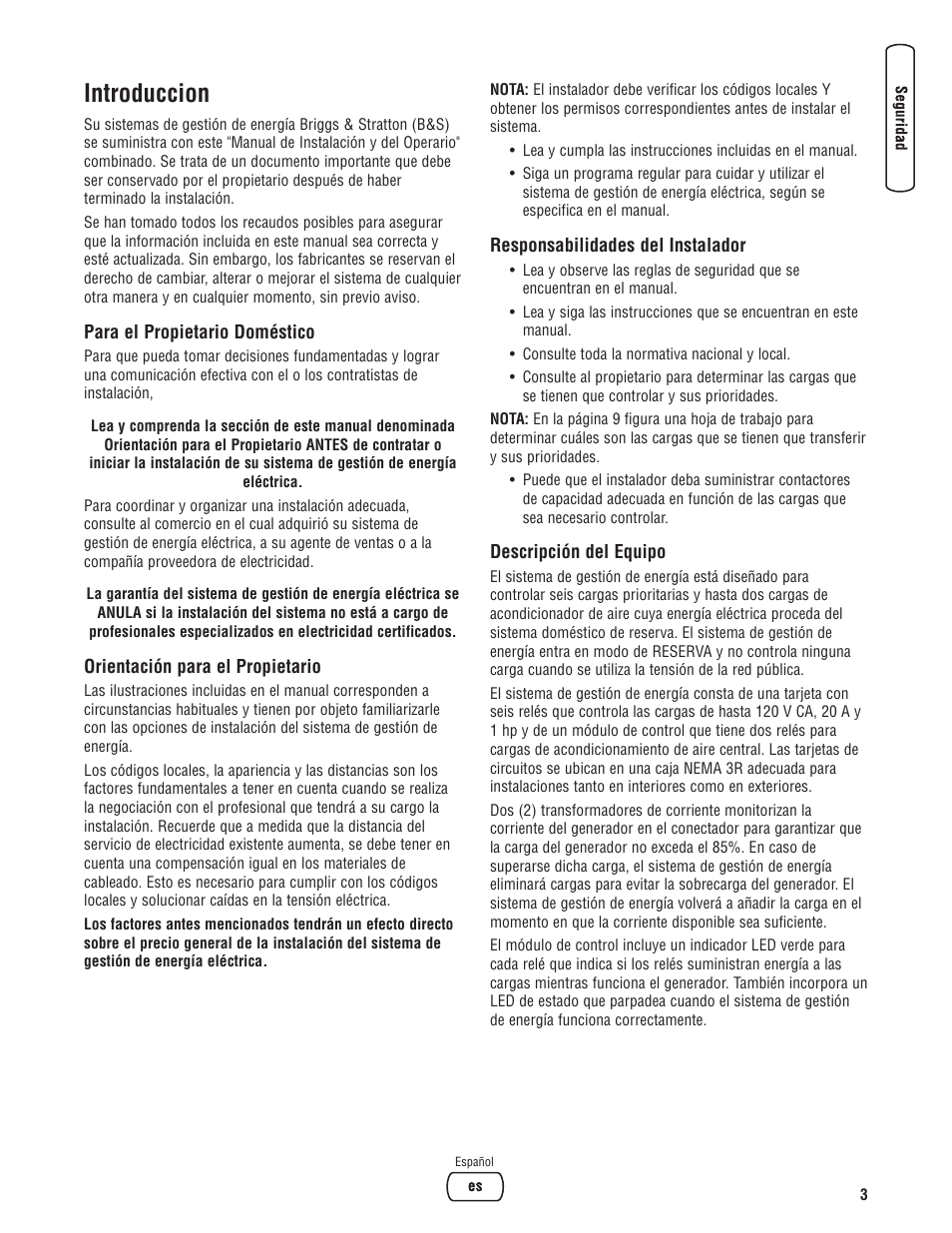 Introduccion | Briggs & Stratton 71013 User Manual | Page 21 / 44