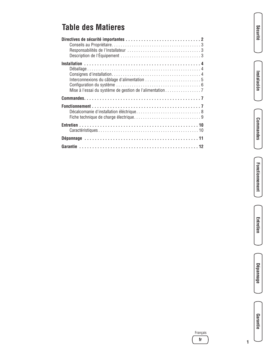 Toc fr, Table des matieres | Briggs & Stratton 71013 User Manual | Page 33 / 44