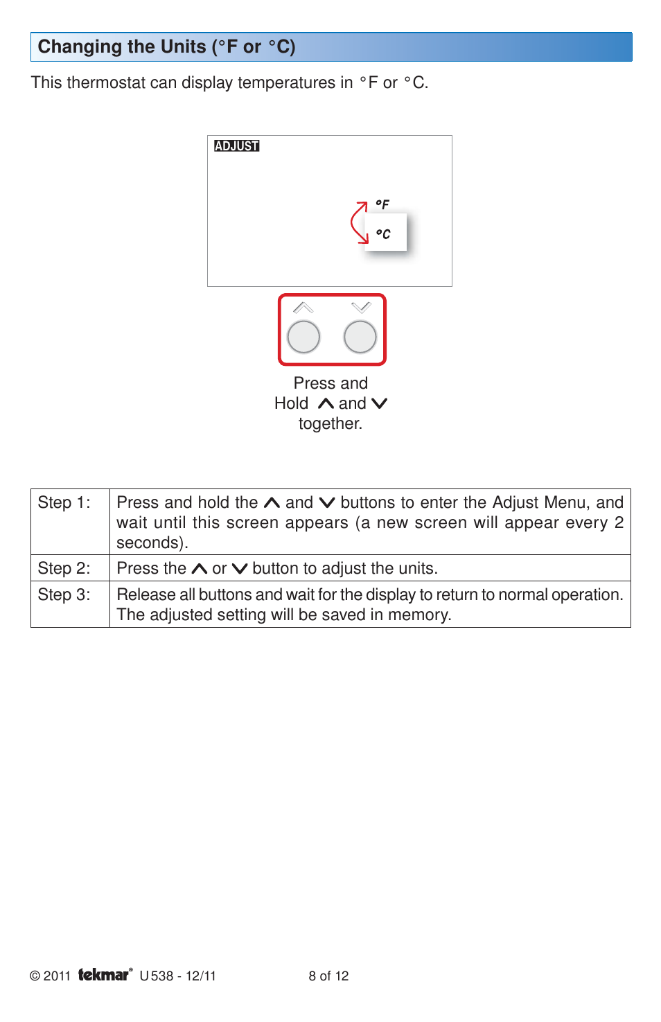 tekmar 538 Thermostat User Manuals User Manual | Page 8 / 12