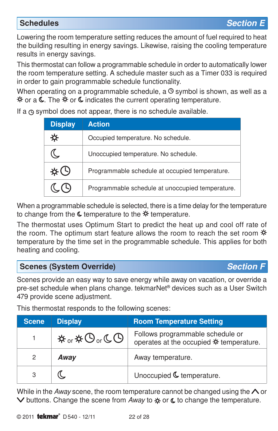 tekmar 540 Thermostat Installation User Manual | Page 22 / 28