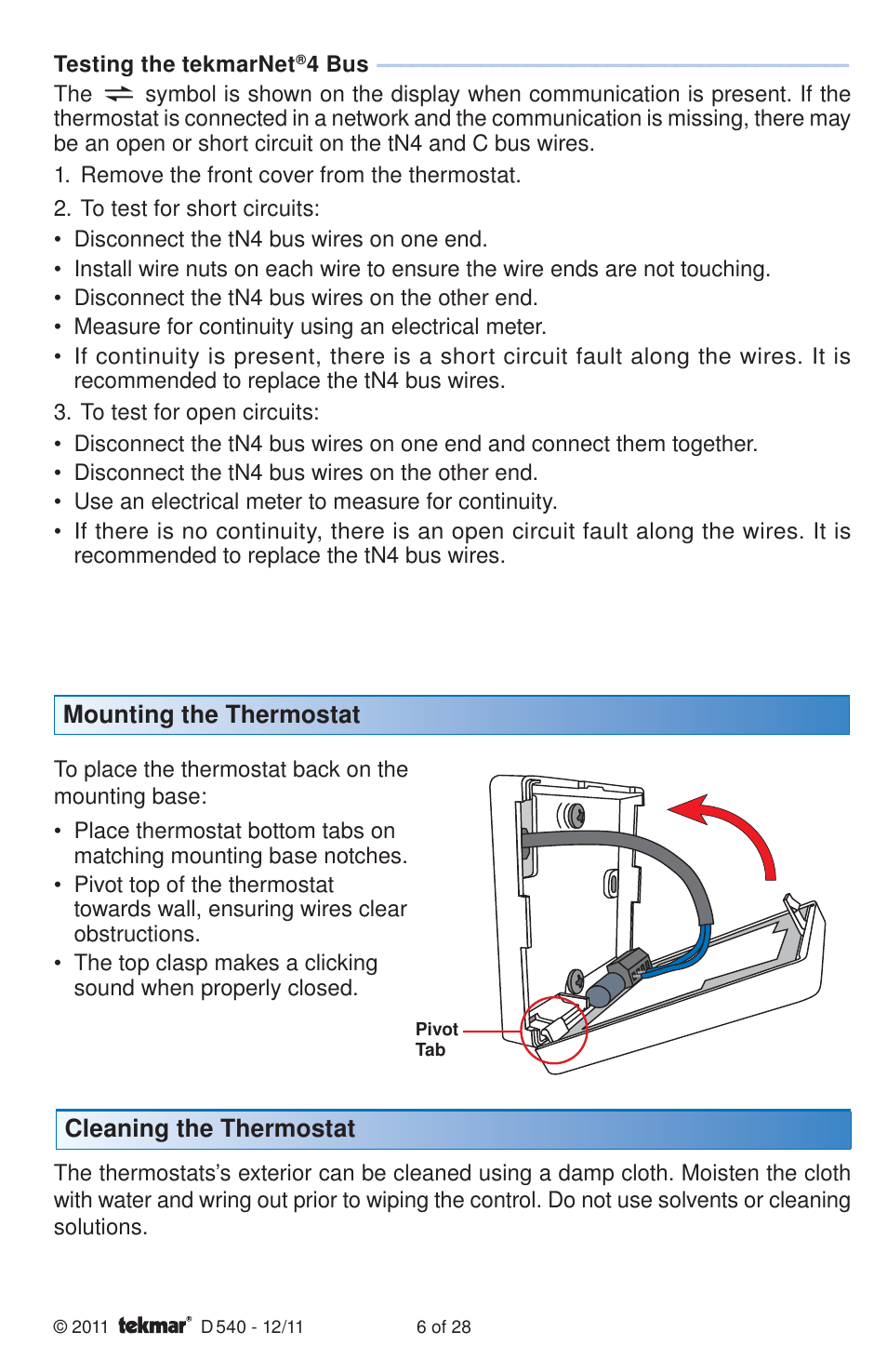 tekmar 540 Thermostat Installation User Manual | Page 6 / 28