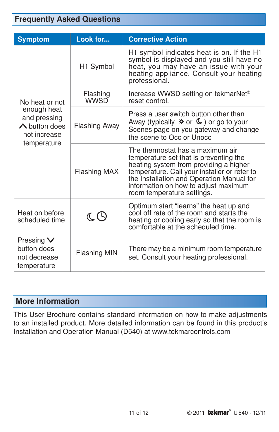 tekmar 540 Thermostat User Manuals User Manual | Page 11 / 12