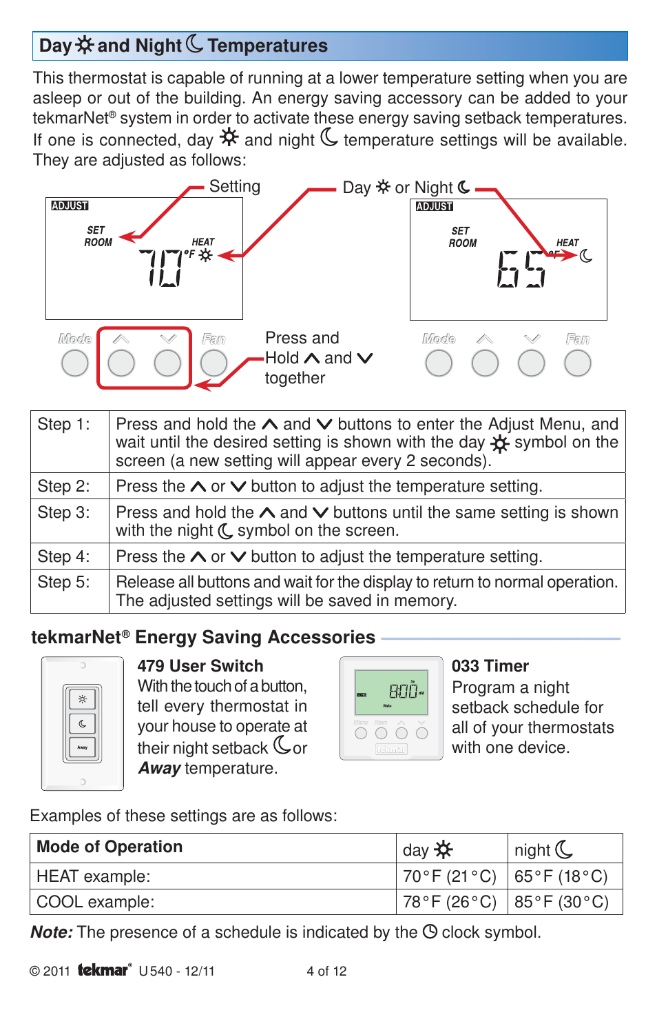 tekmar 540 Thermostat User Manuals User Manual | Page 4 / 12