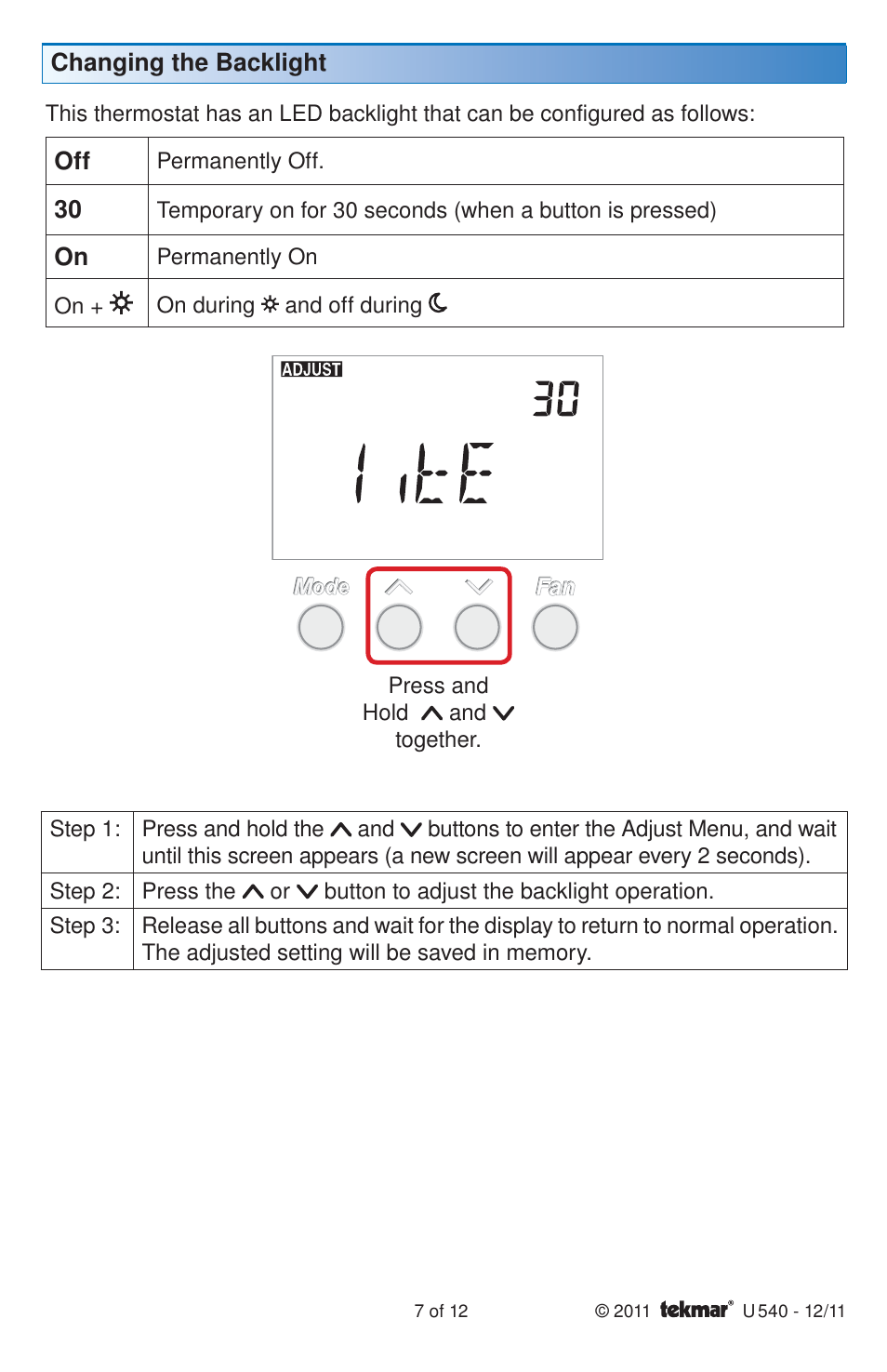tekmar 540 Thermostat User Manuals User Manual | Page 7 / 12