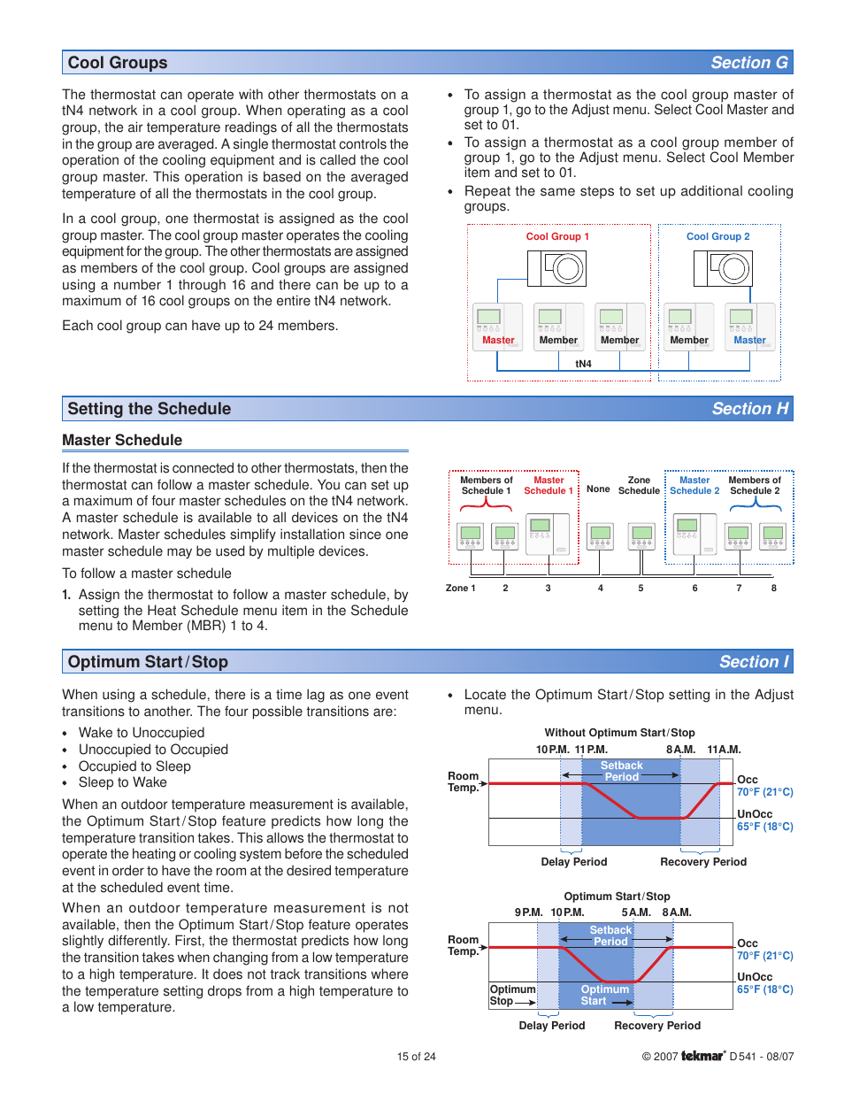 Master schedule | tekmar 541 Thermostat User Manual | Page 15 / 24