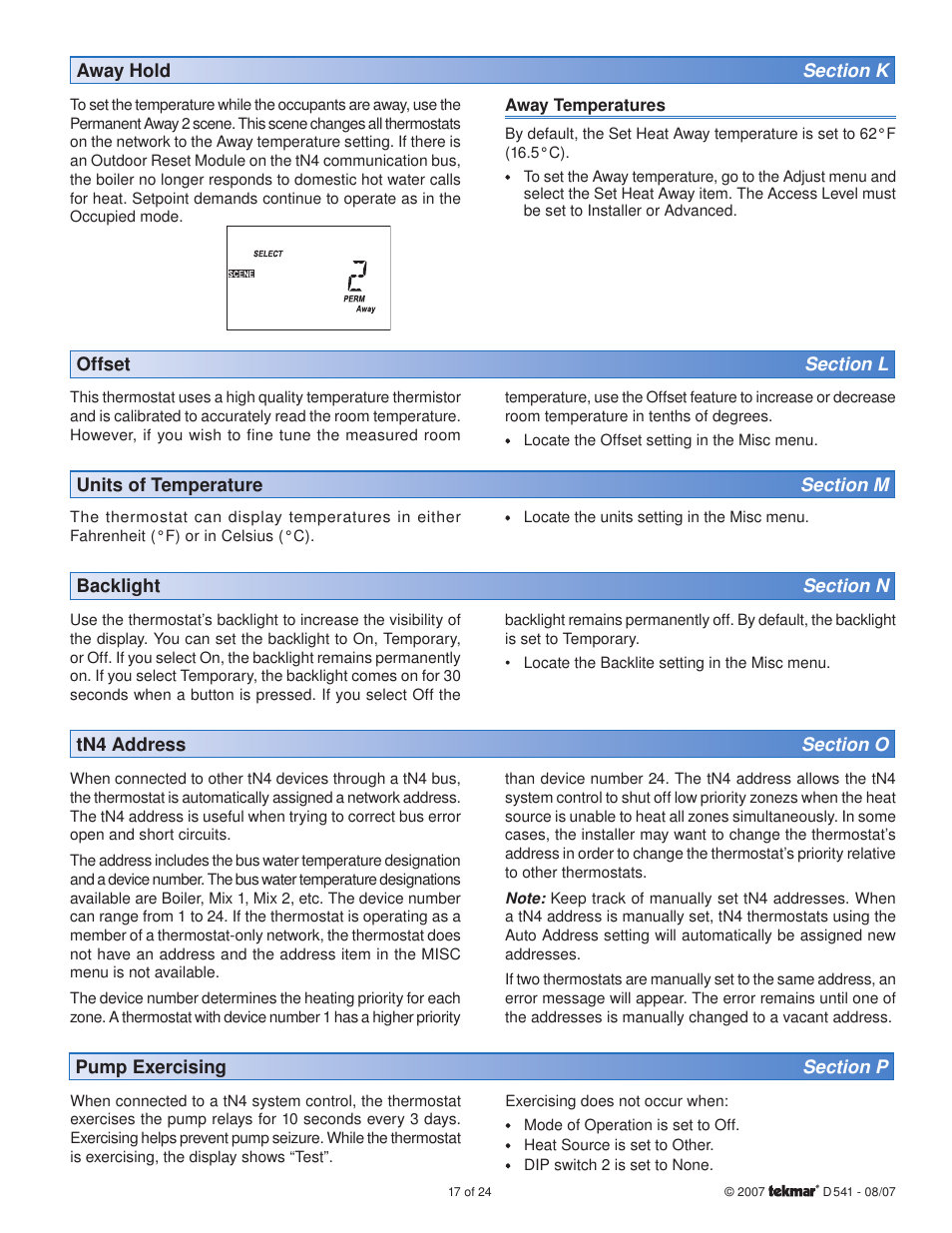 tekmar 541 Thermostat User Manual | Page 17 / 24