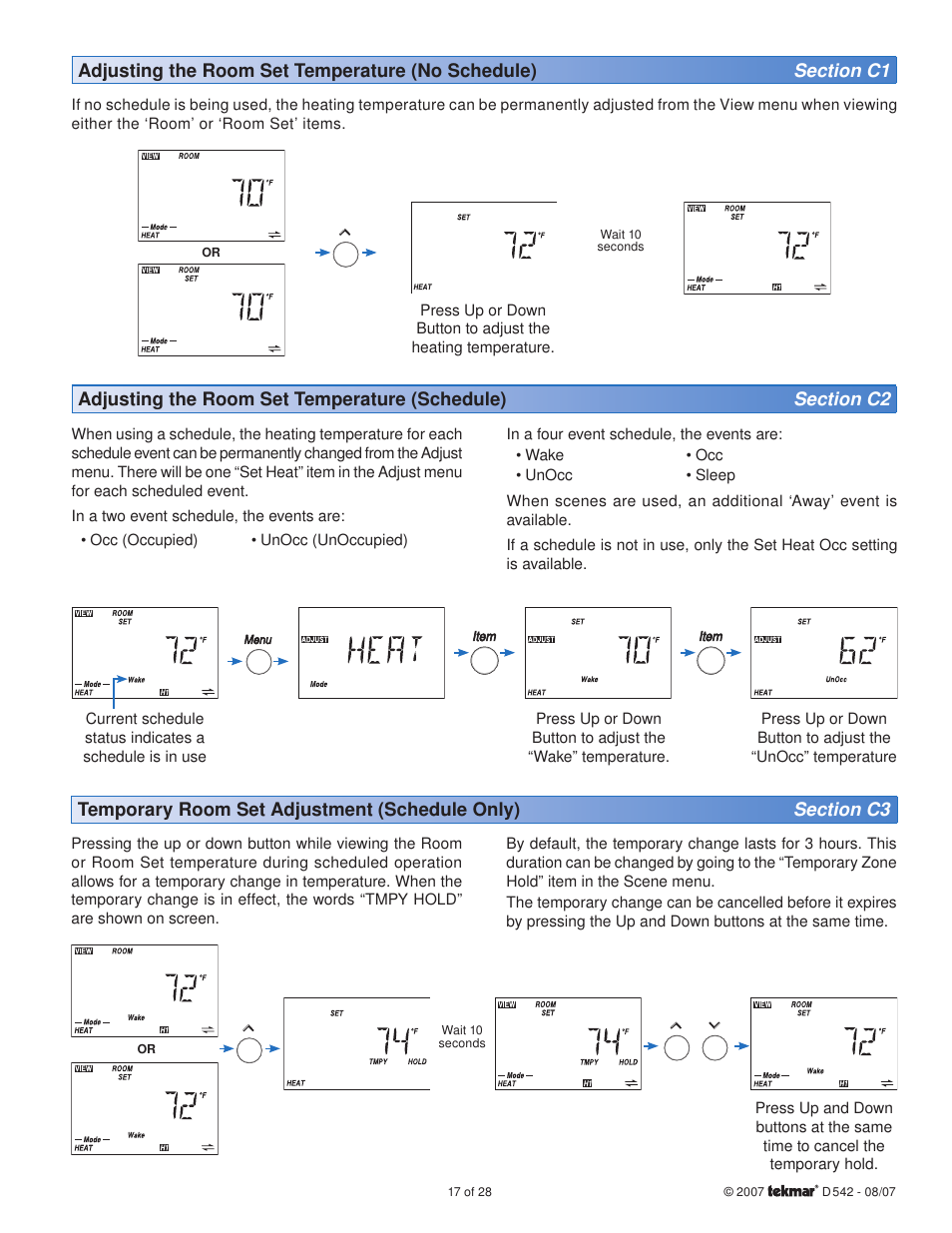 tekmar 542 Thermostat Installation User Manual | Page 17 / 28