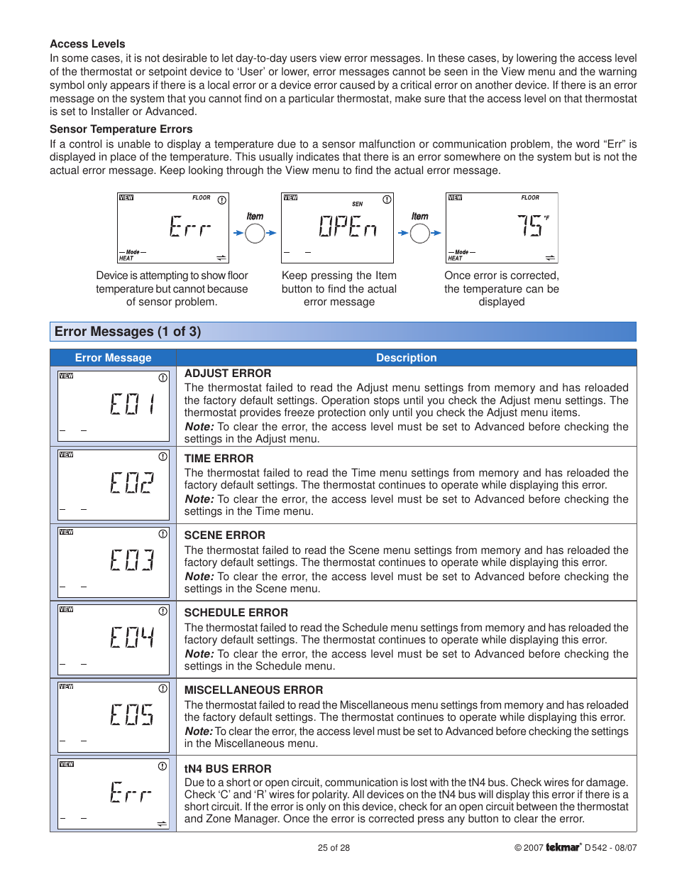 tekmar 542 Thermostat Installation User Manual | Page 25 / 28