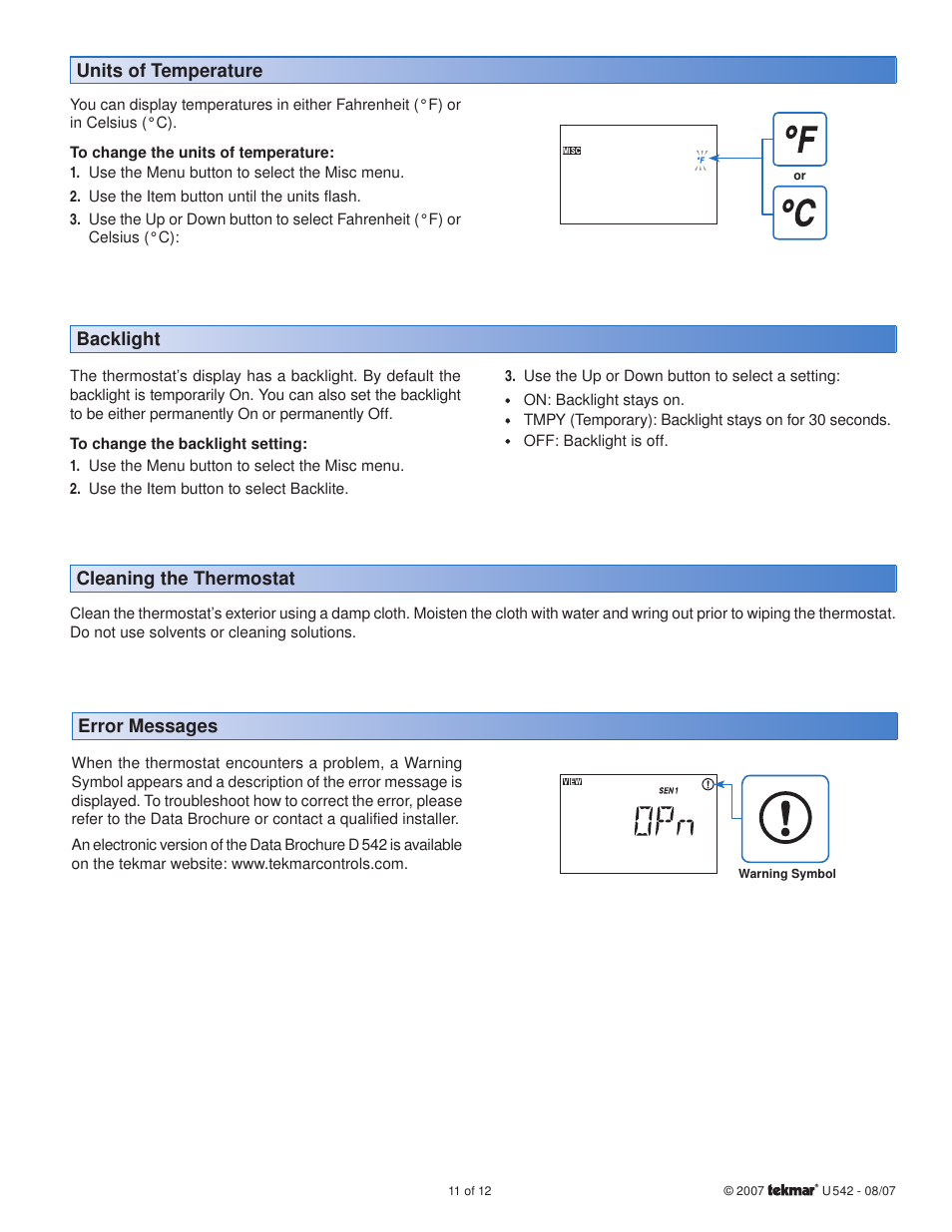 tekmar 542 Thermostat User Manuals User Manual | Page 11 / 12
