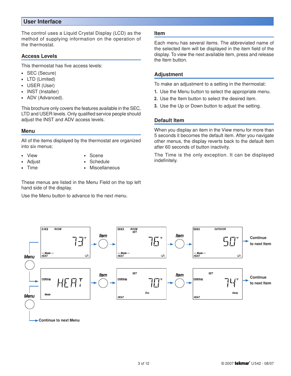 tekmar 542 Thermostat User Manuals User Manual | Page 3 / 12