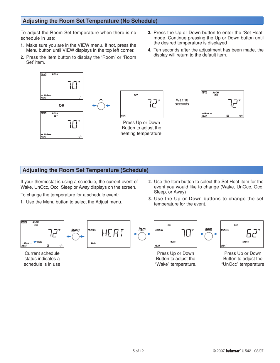 tekmar 542 Thermostat User Manuals User Manual | Page 5 / 12