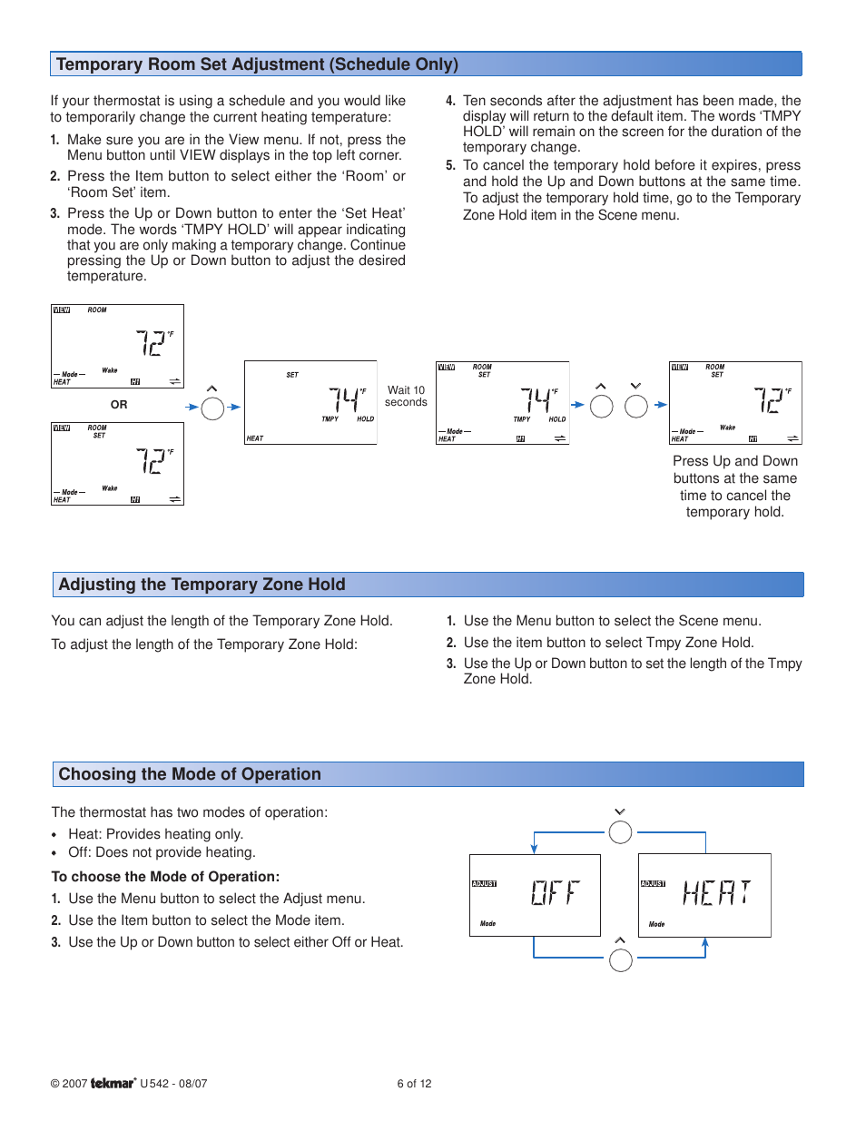 tekmar 542 Thermostat User Manuals User Manual | Page 6 / 12
