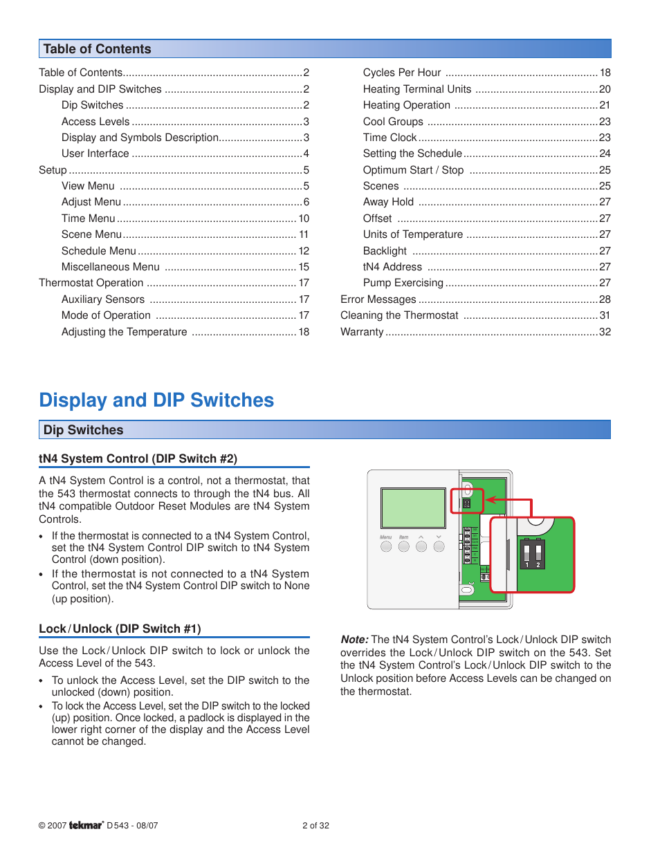 tekmar 543 Thermostat Installation User Manual | Page 2 / 32