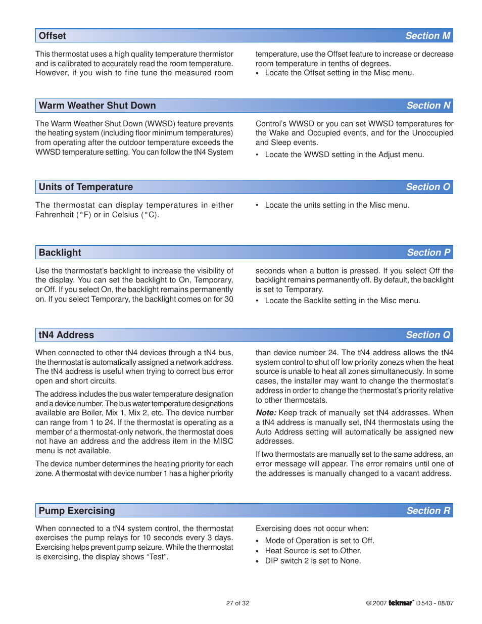 tekmar 543 Thermostat Installation User Manual | Page 27 / 32