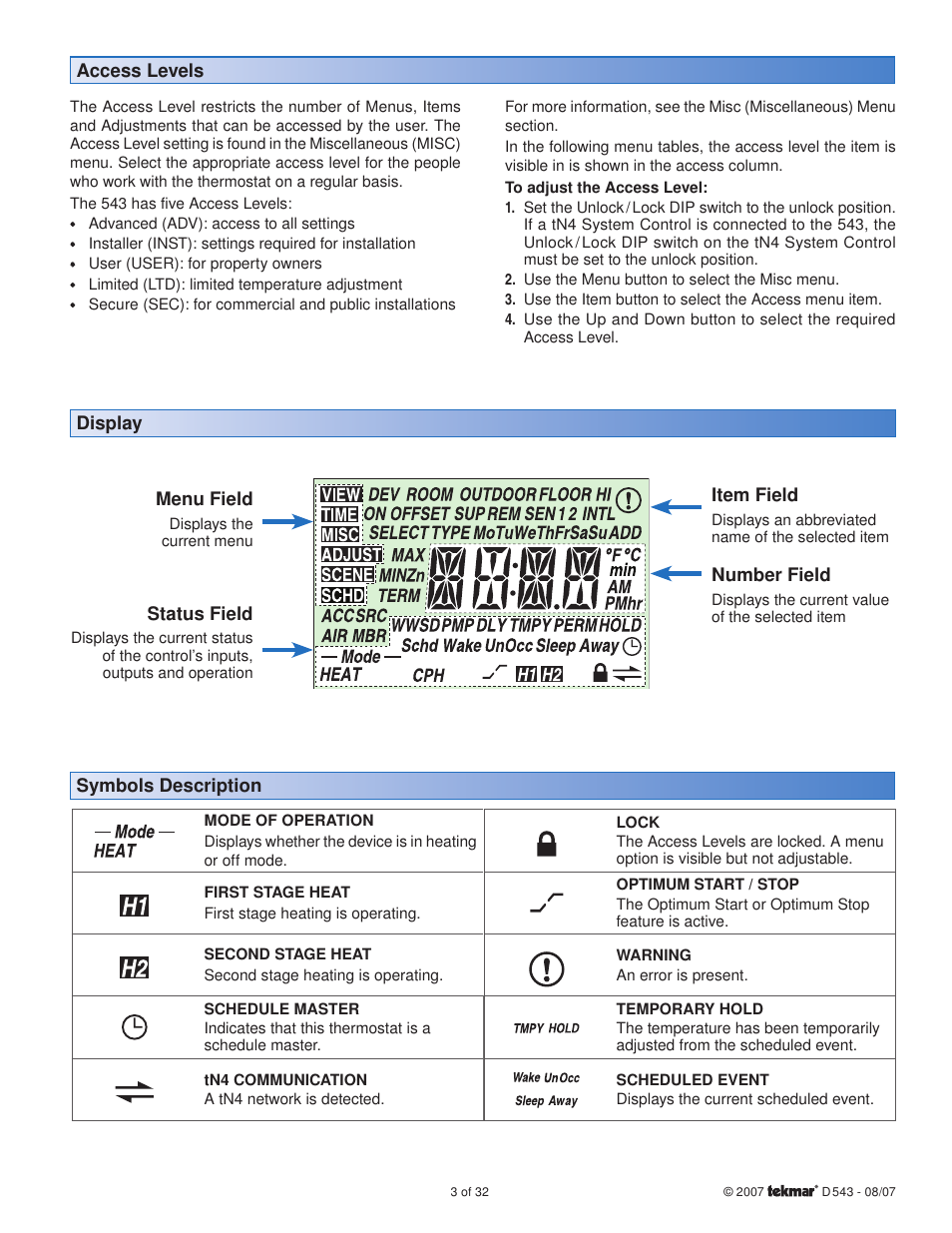 tekmar 543 Thermostat Installation User Manual | Page 3 / 32