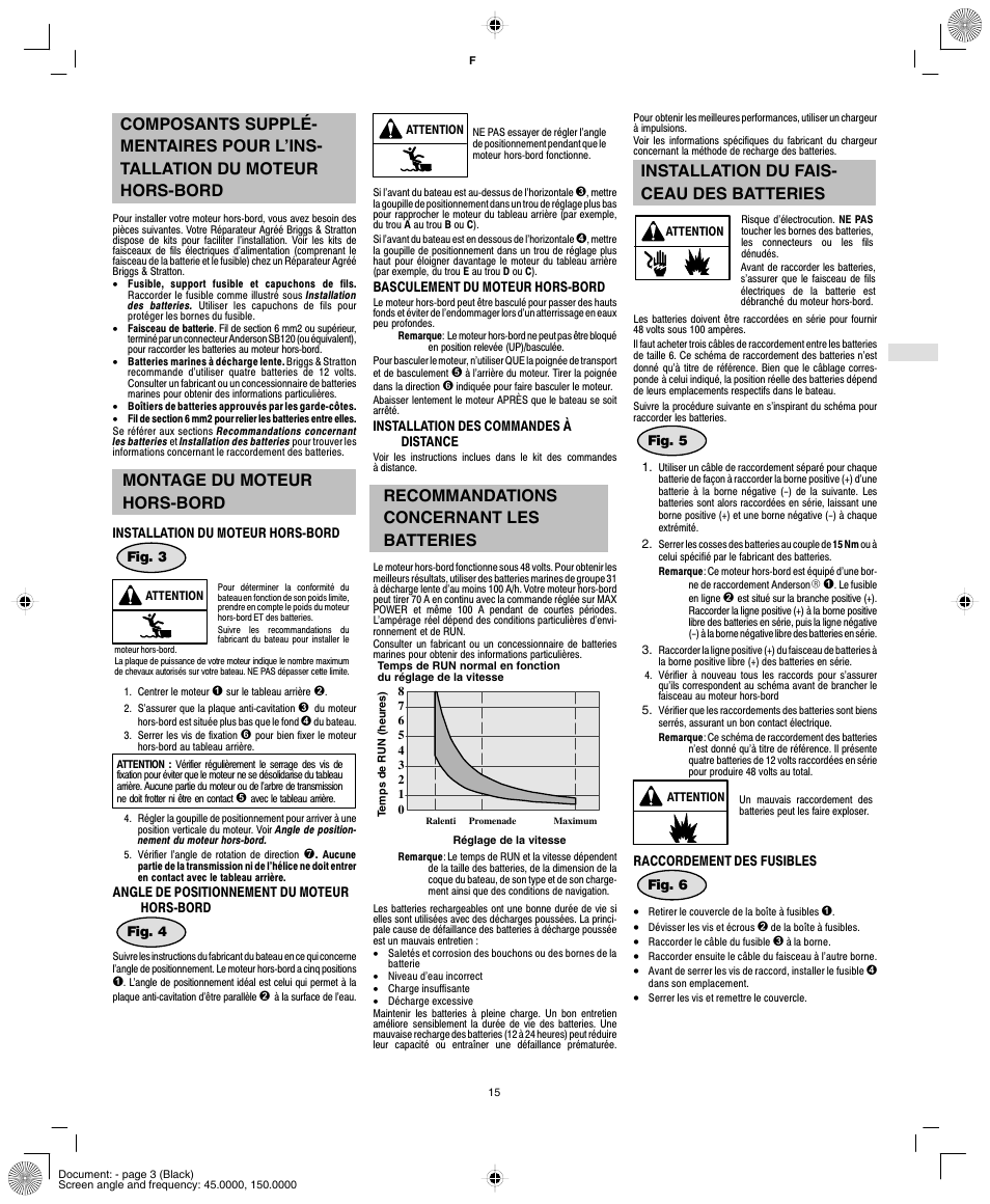 Montage du moteur hors-bord, Recommandations concernant les batteries, Installation du fais- ceau des batteries | Briggs & Stratton AA0201-0101 User Manual | Page 17 / 24