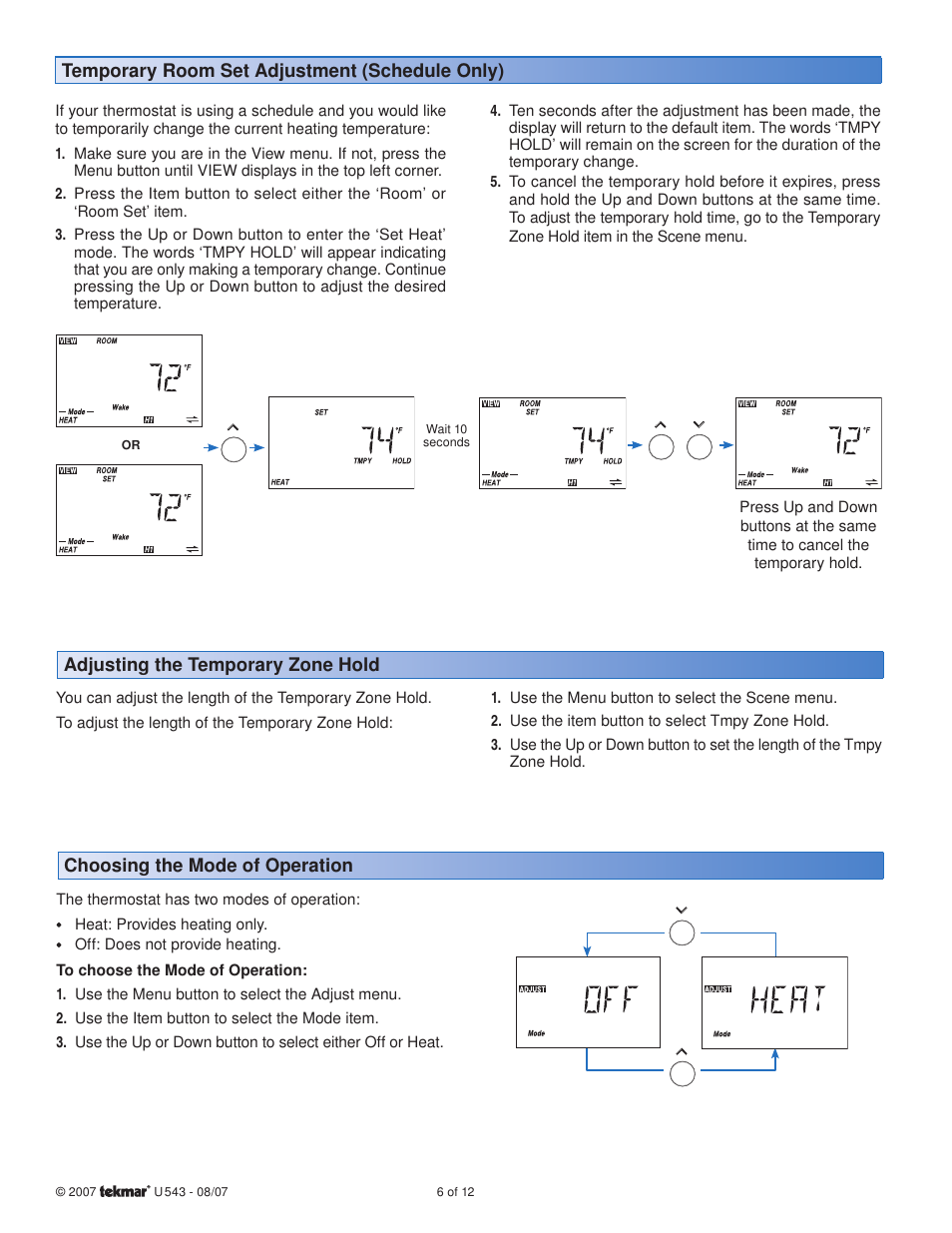 tekmar 543 Thermostat User Manuals User Manual | Page 6 / 12