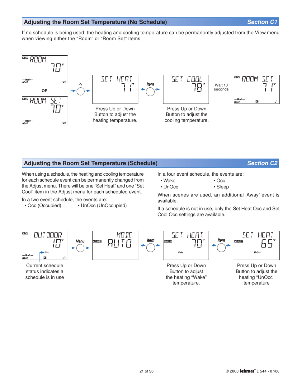 tekmar 544 Thermostat Installation User Manual | Page 21 / 36