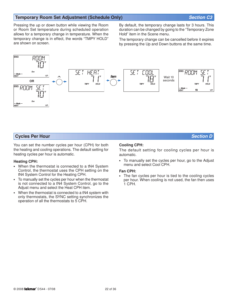 tekmar 544 Thermostat Installation User Manual | Page 22 / 36