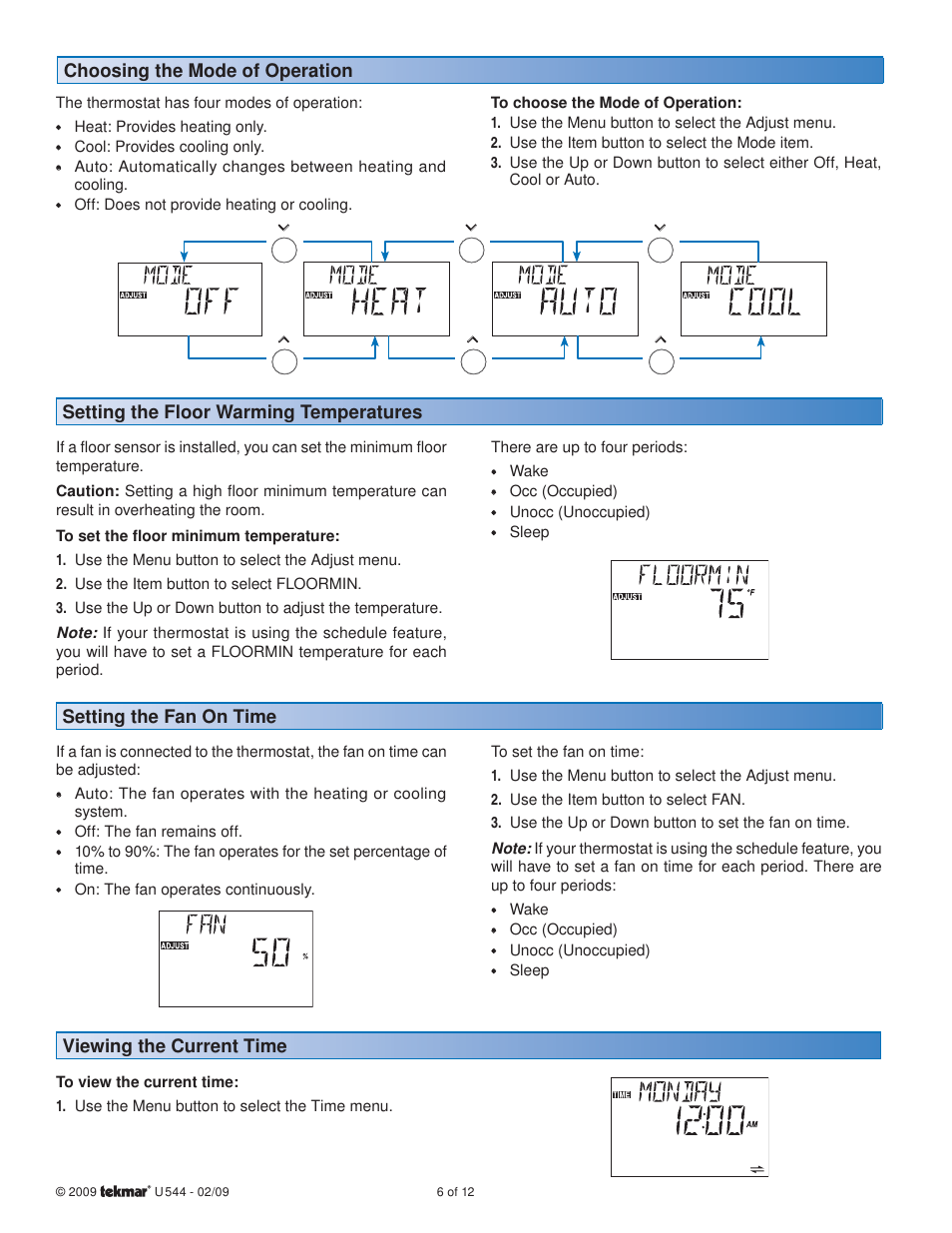 tekmar 544 Thermostat User Manuals User Manual | Page 6 / 12