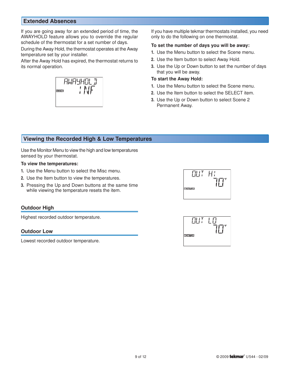 tekmar 544 Thermostat User Manuals User Manual | Page 9 / 12