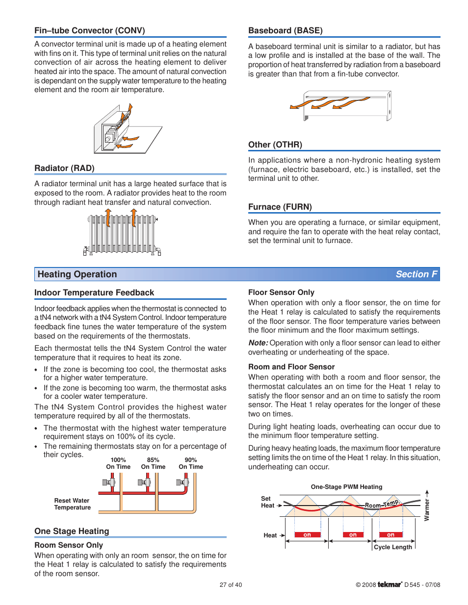 tekmar 545 Thermostat Installation User Manual | Page 27 / 40