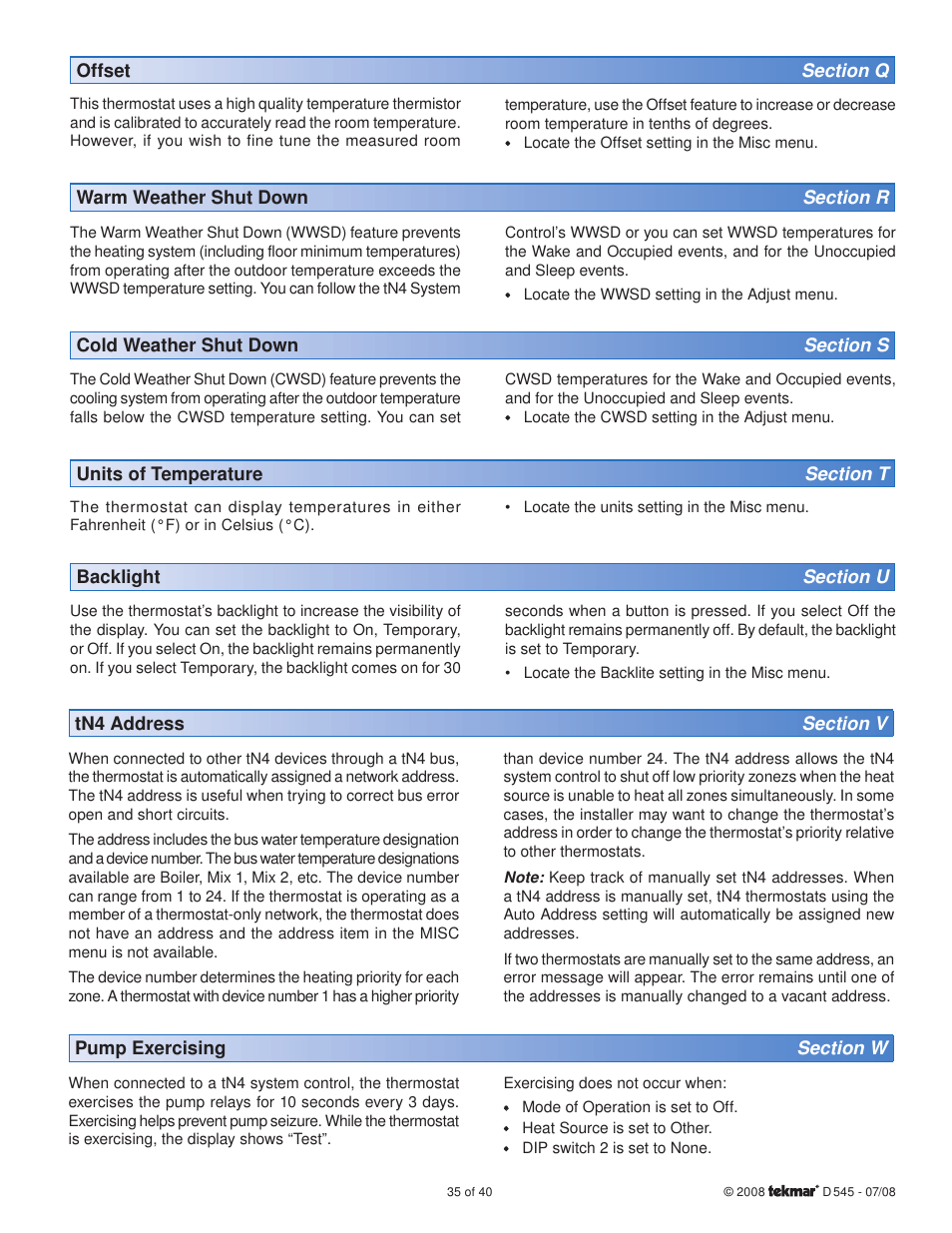 tekmar 545 Thermostat Installation User Manual | Page 35 / 40