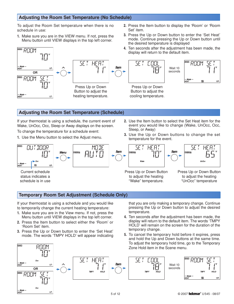 tekmar 545 Thermostat User Manuals User Manual | Page 5 / 12