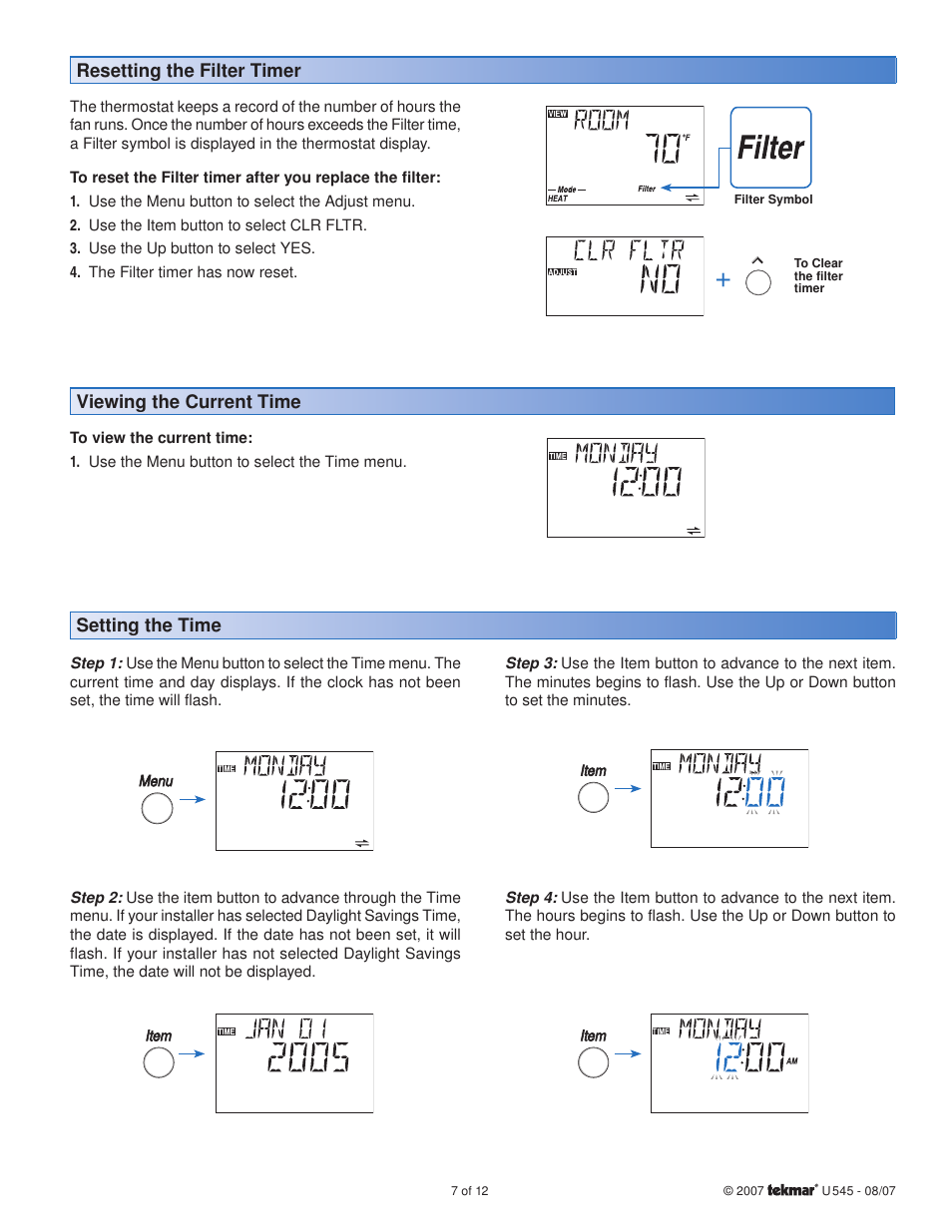 tekmar 545 Thermostat User Manuals User Manual | Page 7 / 12