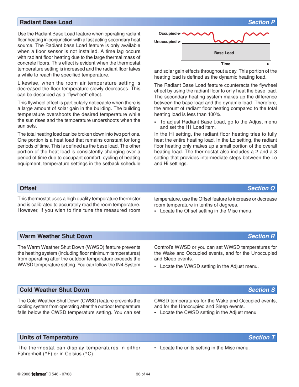 tekmar 546 Thermostat Installation User Manual | Page 36 / 44