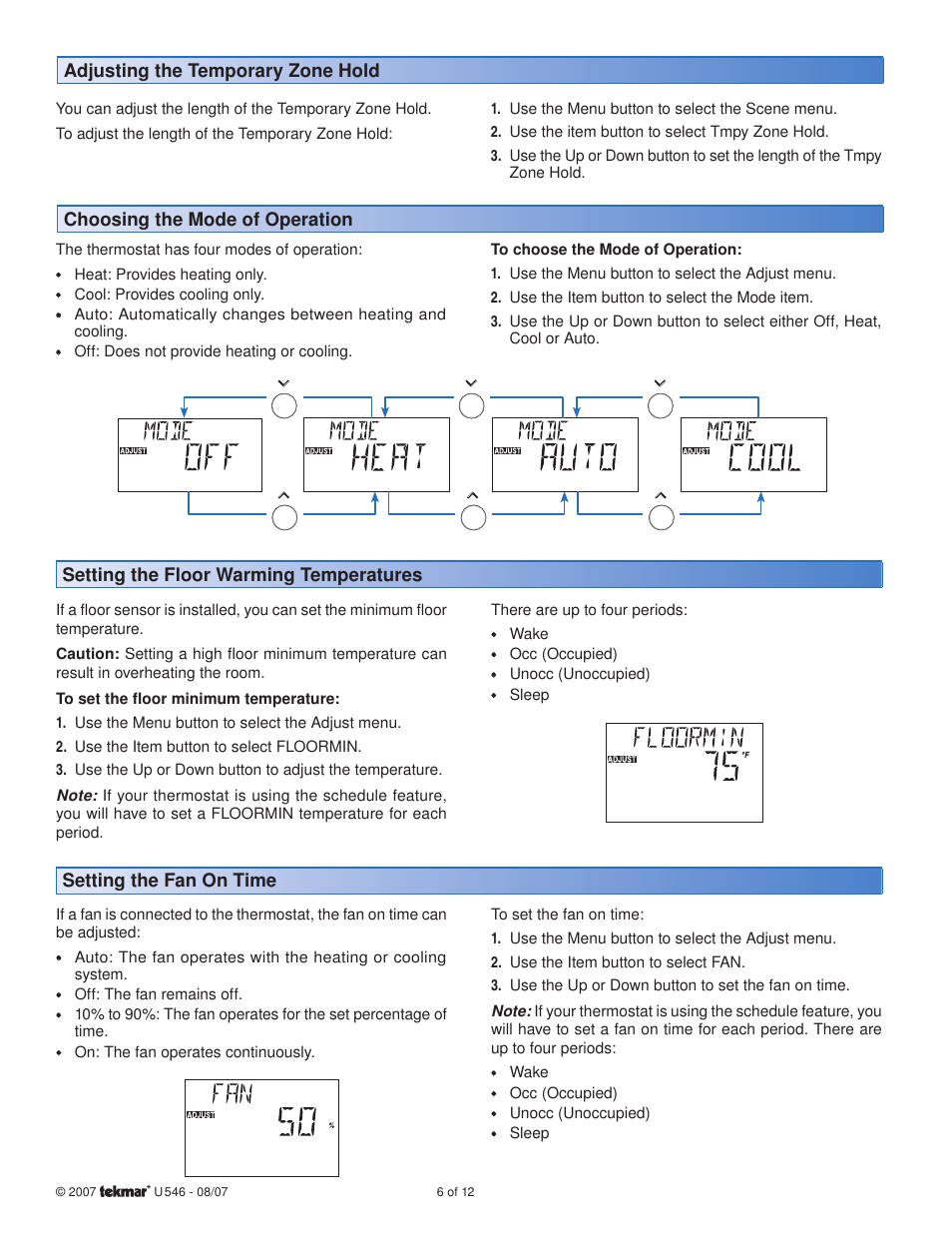 tekmar 546 Thermostat User Manuals User Manual | Page 6 / 12