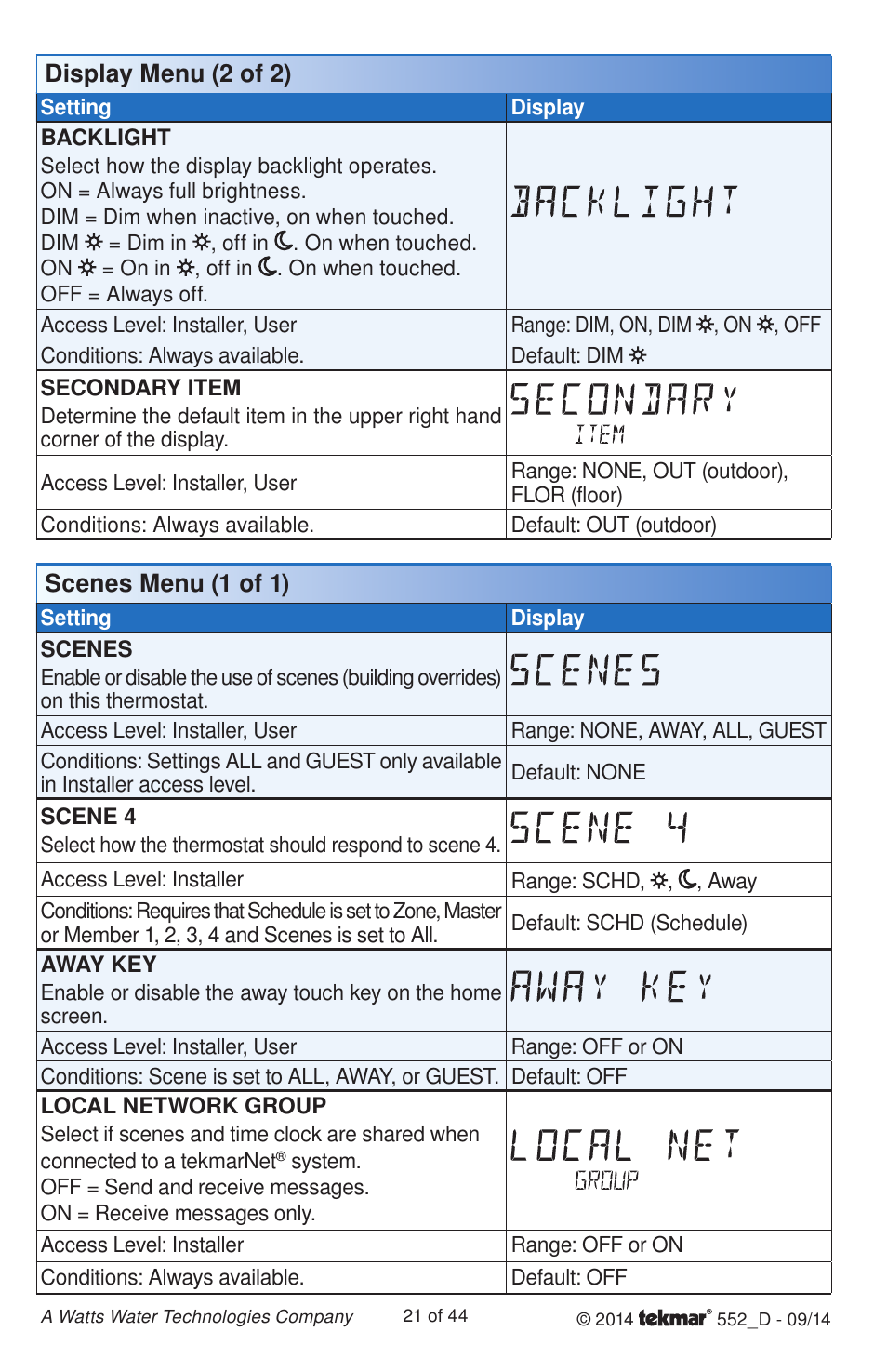 tekmar 552 Thermostat Installation User Manual | Page 21 / 44