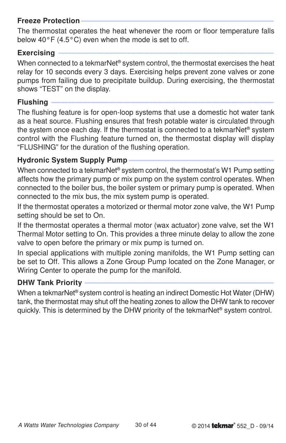 tekmar 552 Thermostat Installation User Manual | Page 30 / 44