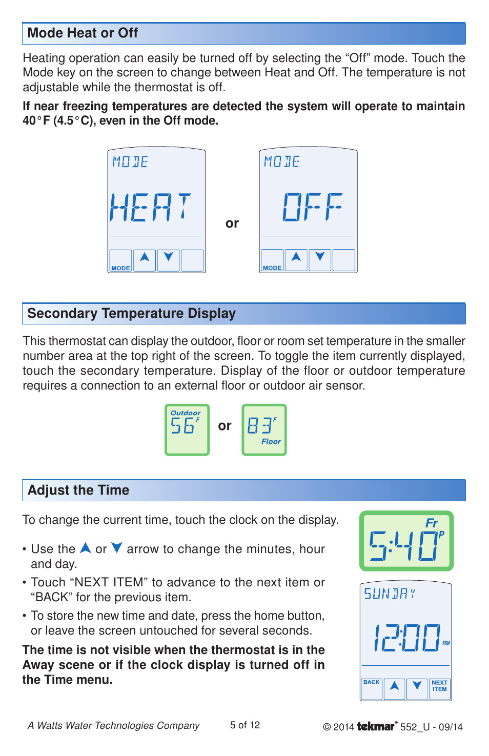 tekmar 552 Thermostat User Manuals User Manual | Page 5 / 12