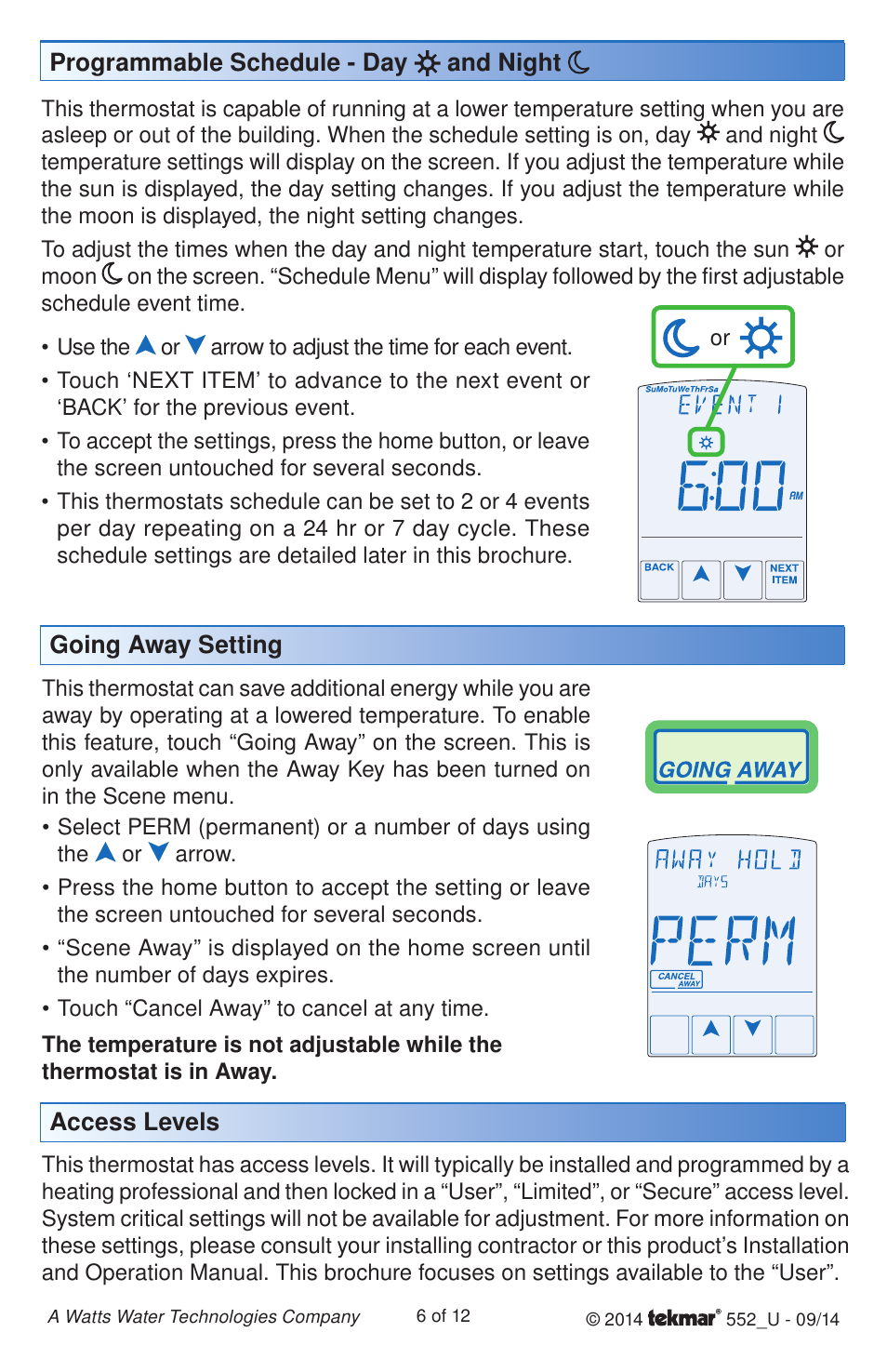 tekmar 552 Thermostat User Manuals User Manual | Page 6 / 12
