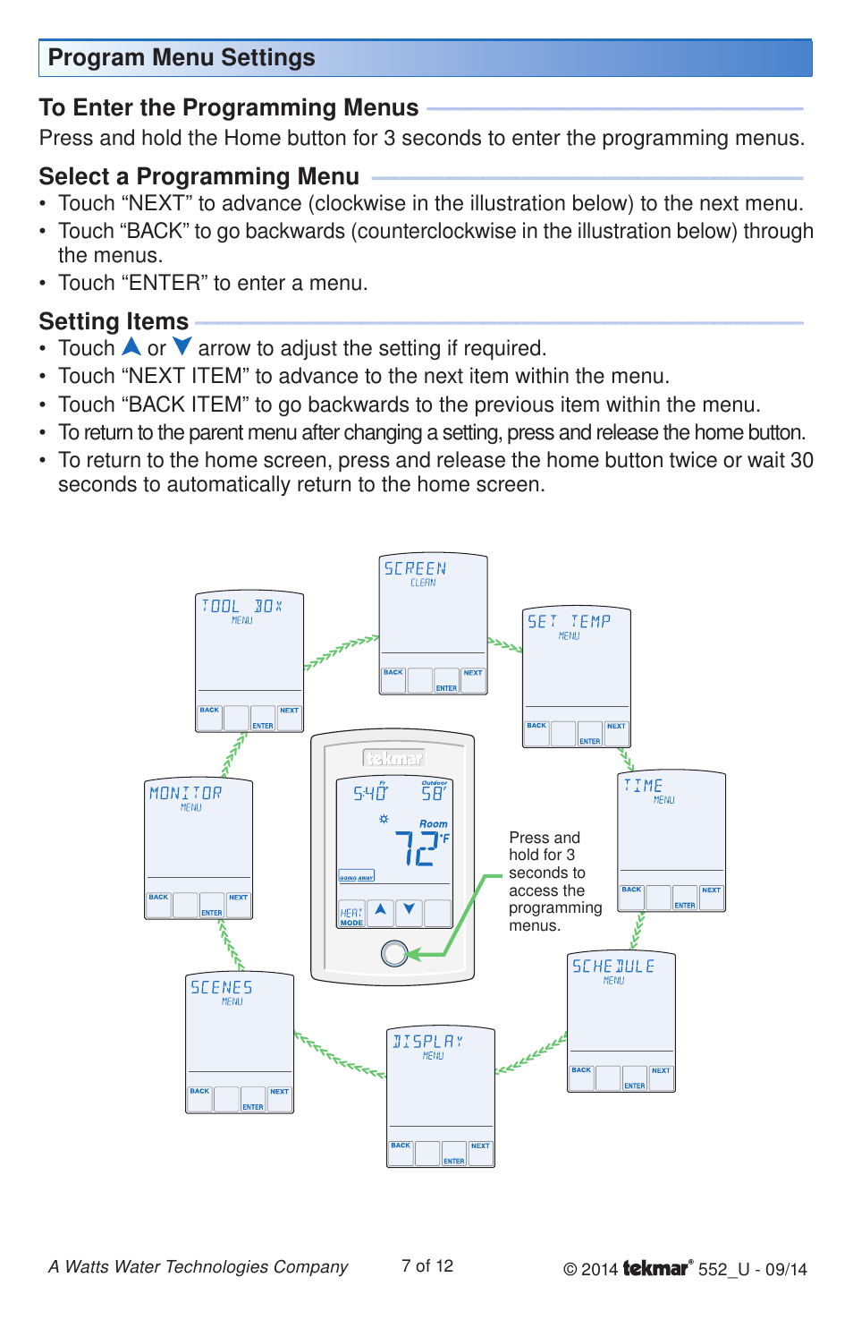 tekmar 552 Thermostat User Manuals User Manual | Page 7 / 12