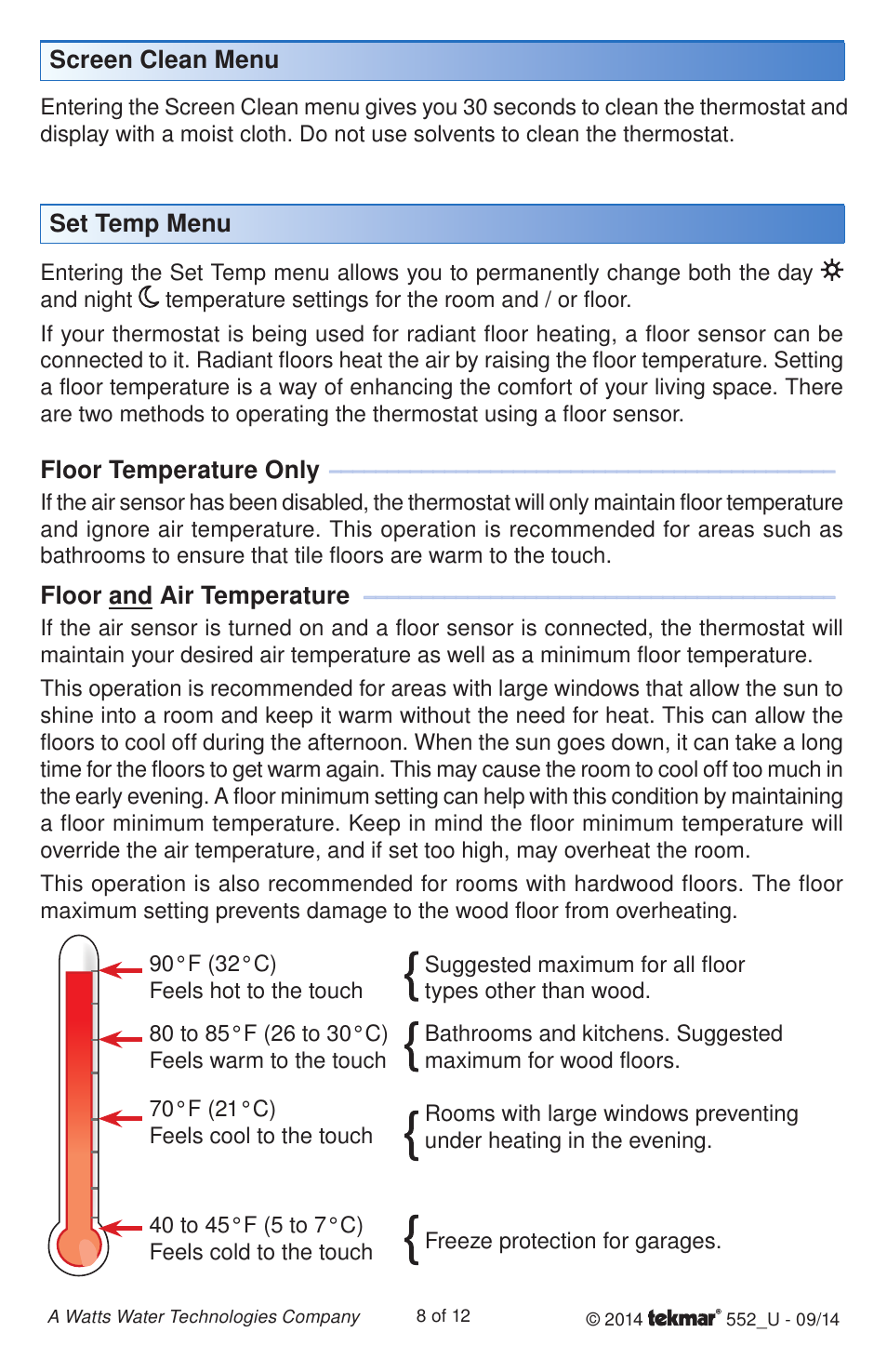 tekmar 552 Thermostat User Manuals User Manual | Page 8 / 12