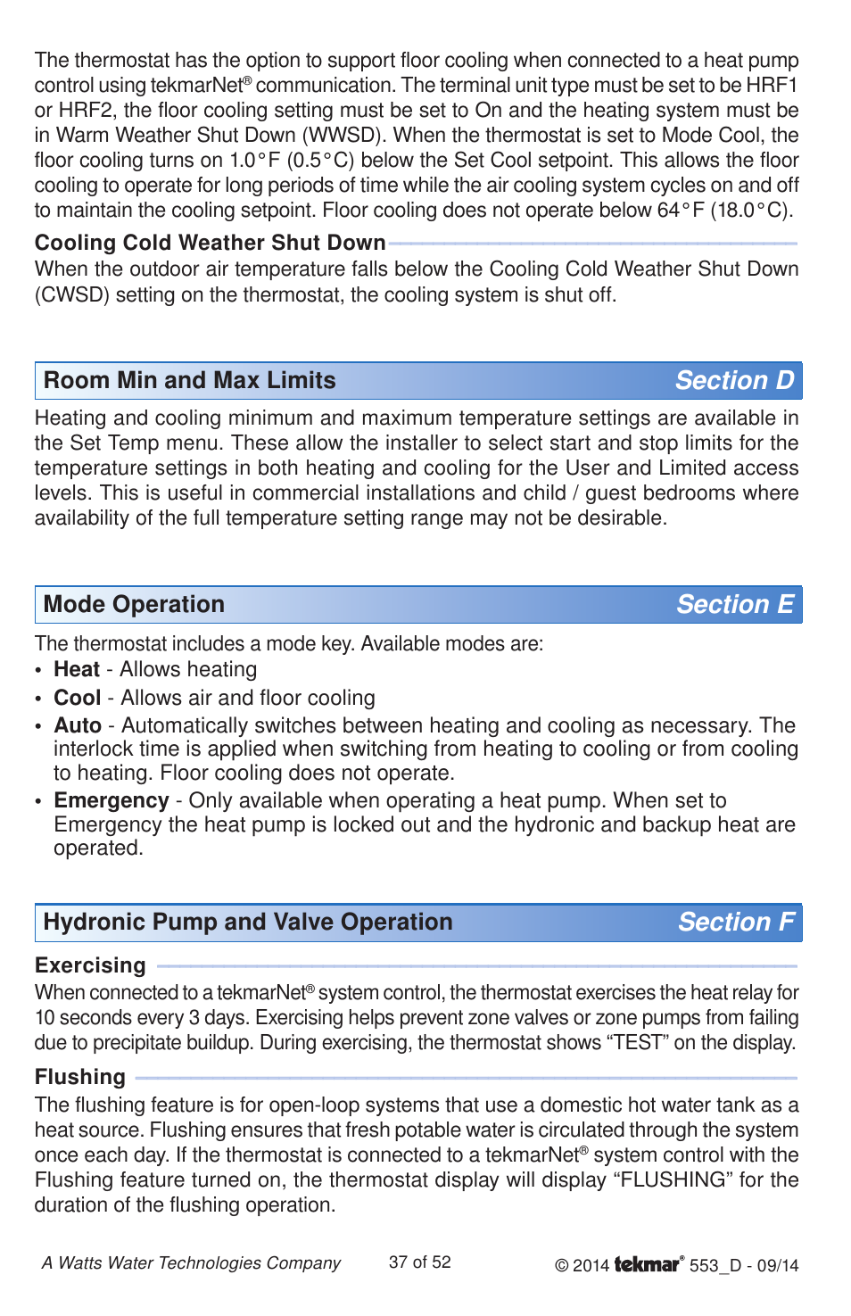 tekmar 553 Thermostat Installation User Manual | Page 37 / 52