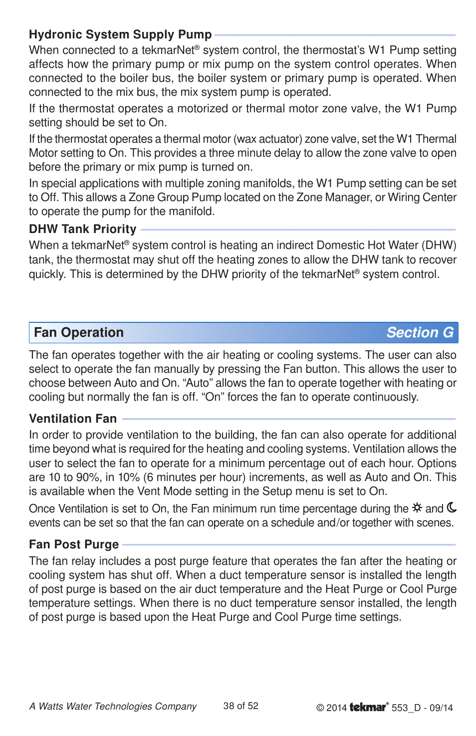 tekmar 553 Thermostat Installation User Manual | Page 38 / 52
