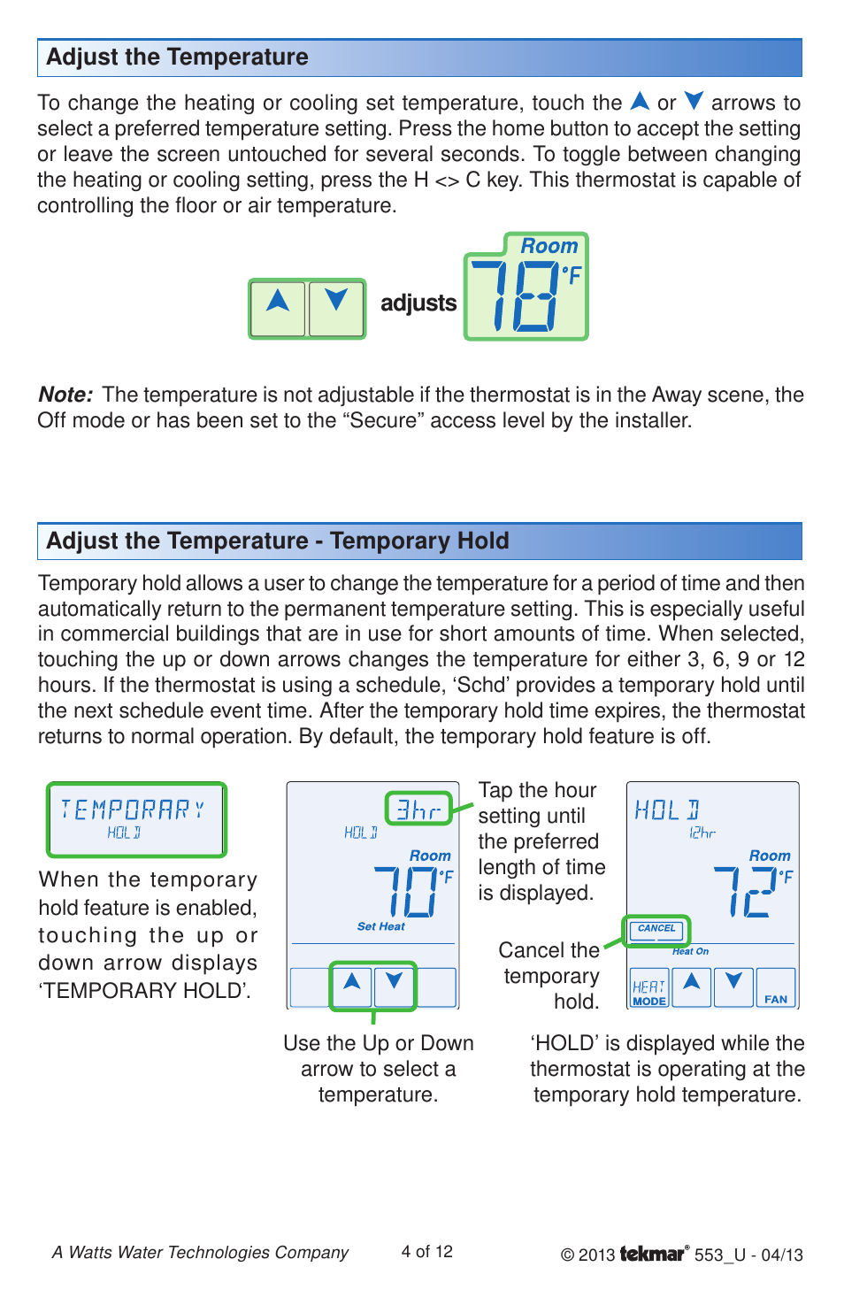 tekmar 553 Thermostat User Manuals User Manual | Page 4 / 12