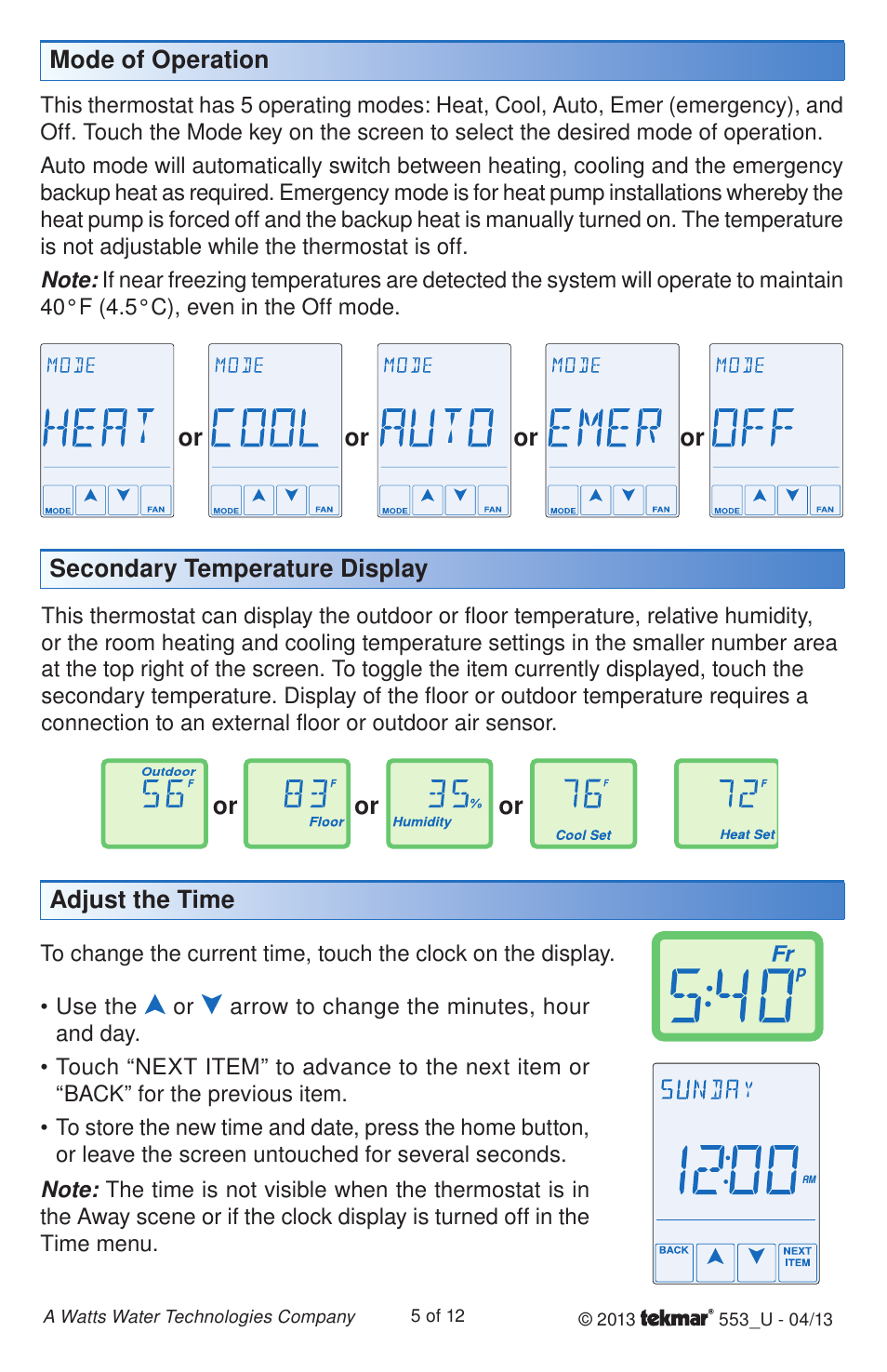 tekmar 553 Thermostat User Manuals User Manual | Page 5 / 12