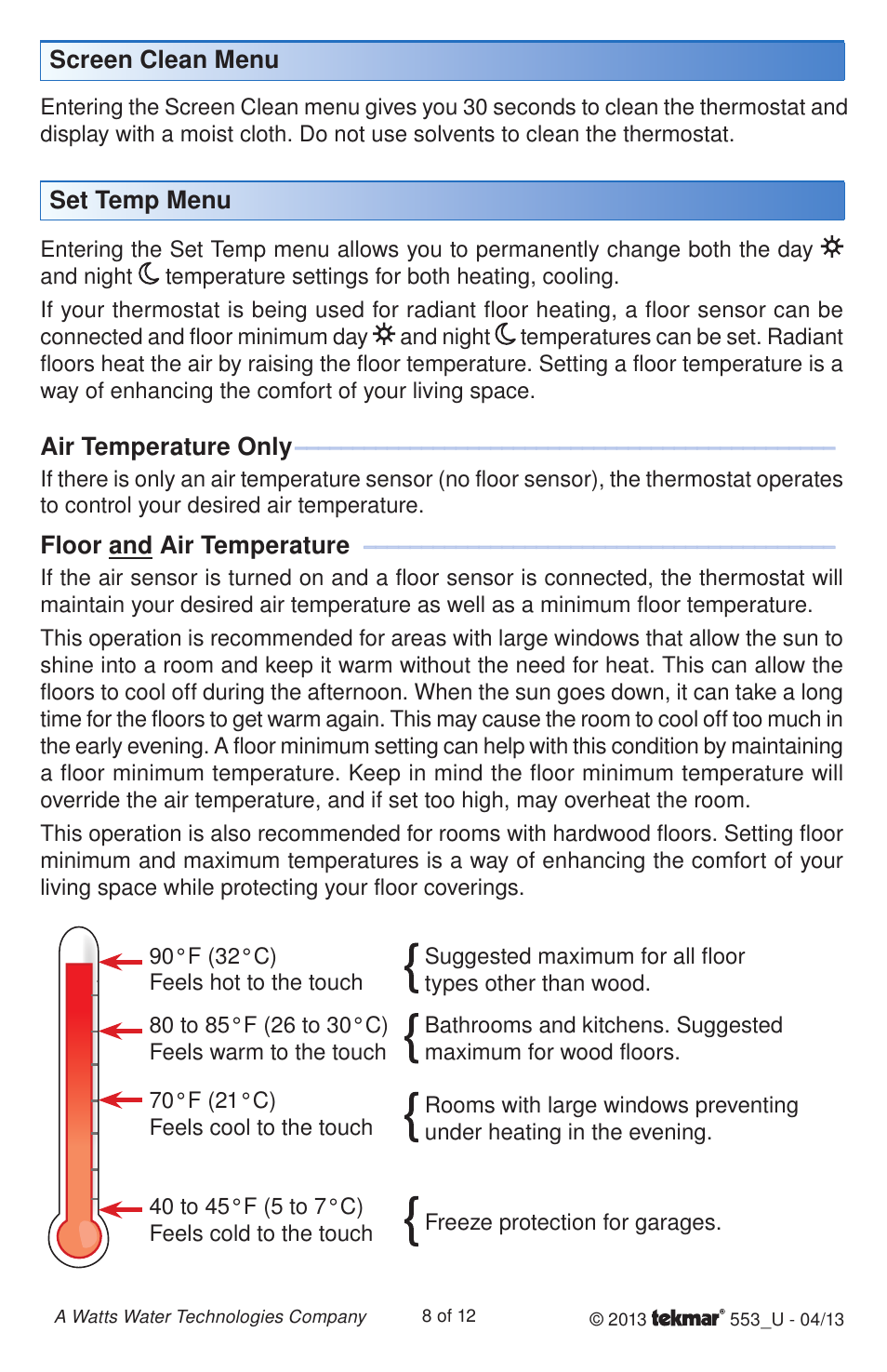 tekmar 553 Thermostat User Manuals User Manual | Page 8 / 12