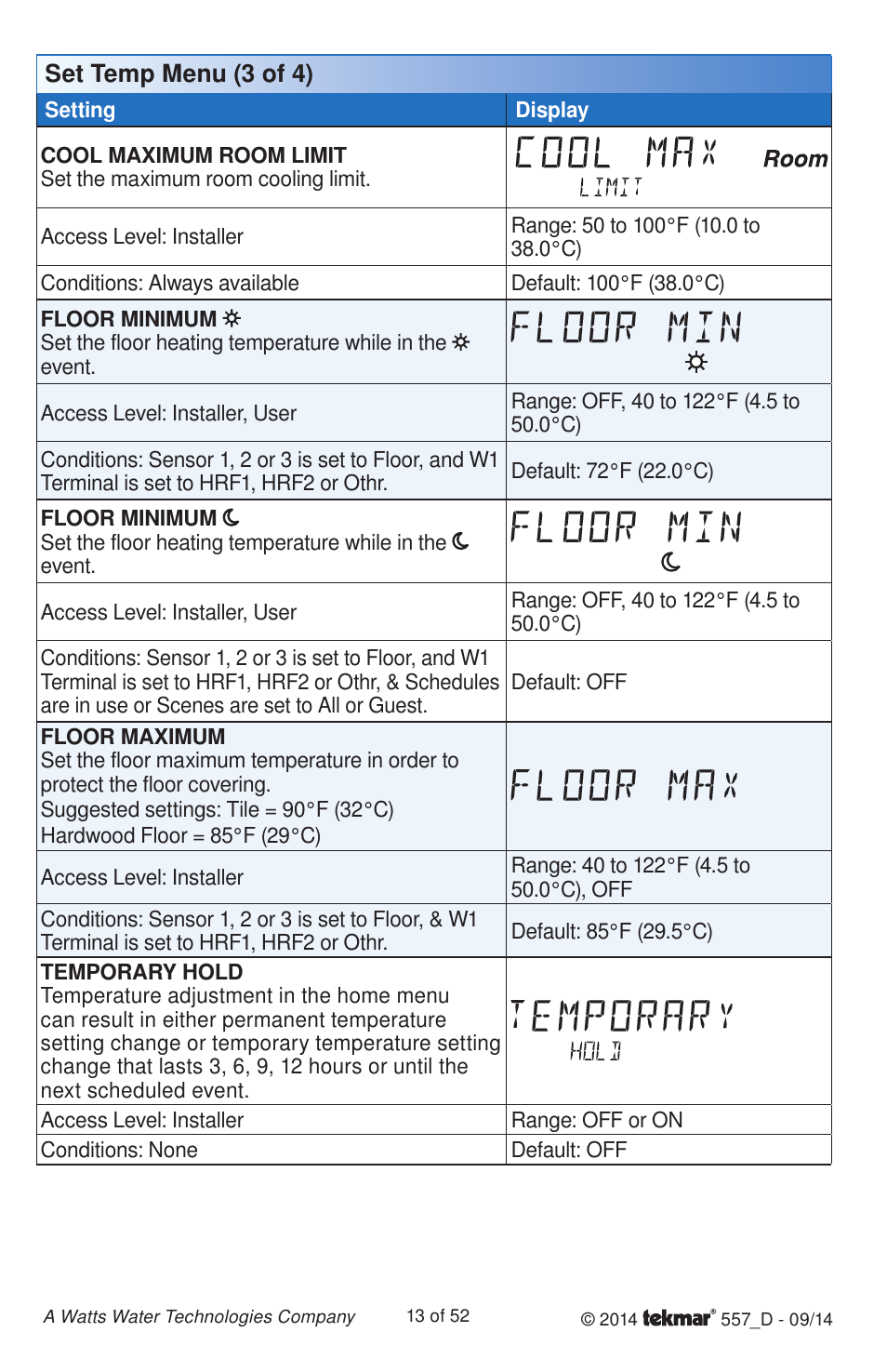 tekmar 557 Thermostat Installation User Manual | Page 13 / 52
